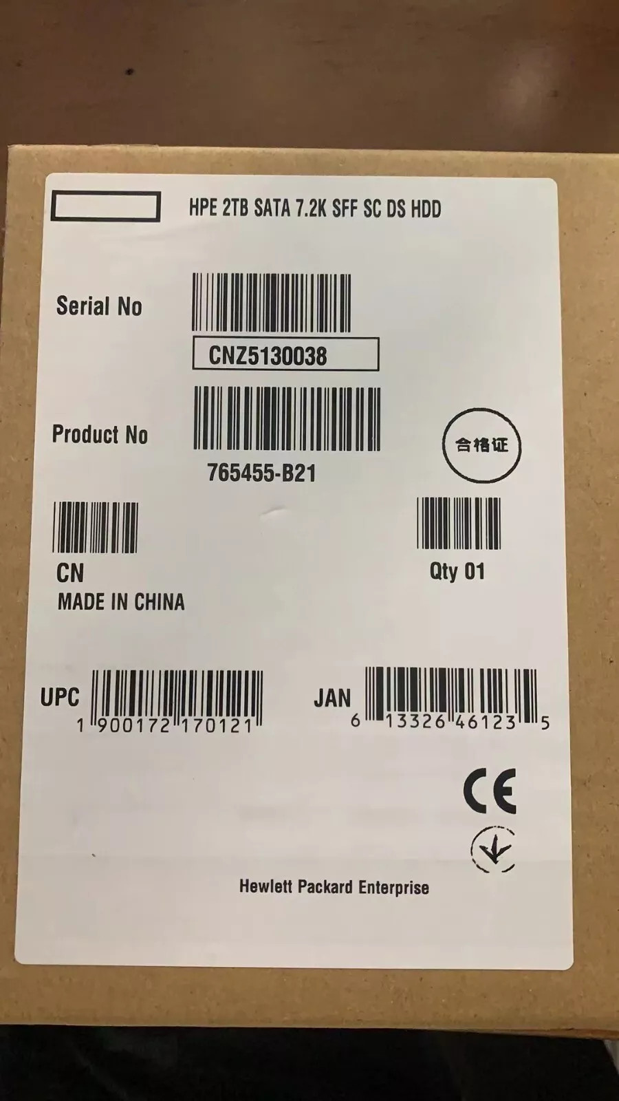 New 765455-B21 765869-001 HPE 2TB 7.2K SATA 6G 2.5IN MIDLINE 512E HDD Hard Drive