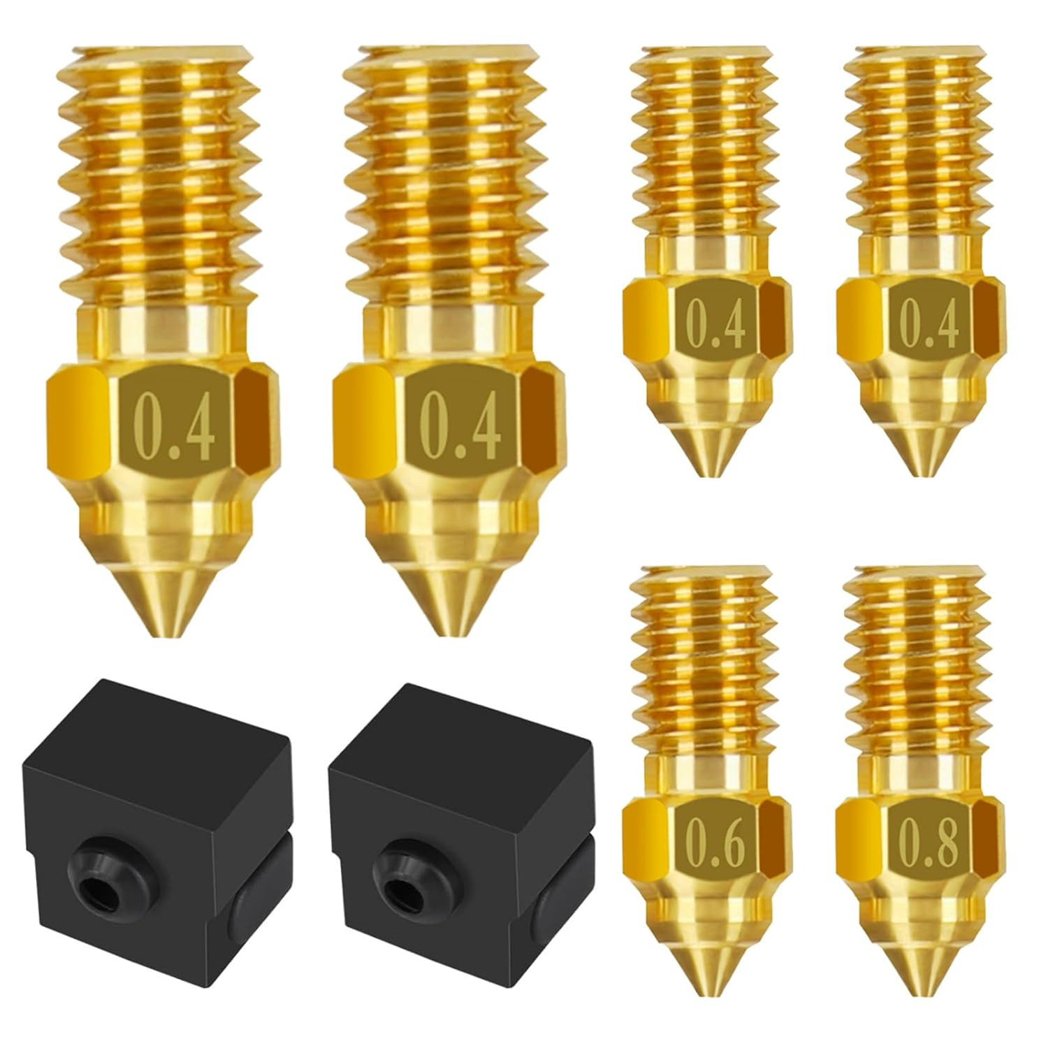 6pcs Ender 3 V3 SE Nozzle Kit, 3D Printer Brass Nozzles 0.4/0.6/0.8mm, High-Temp