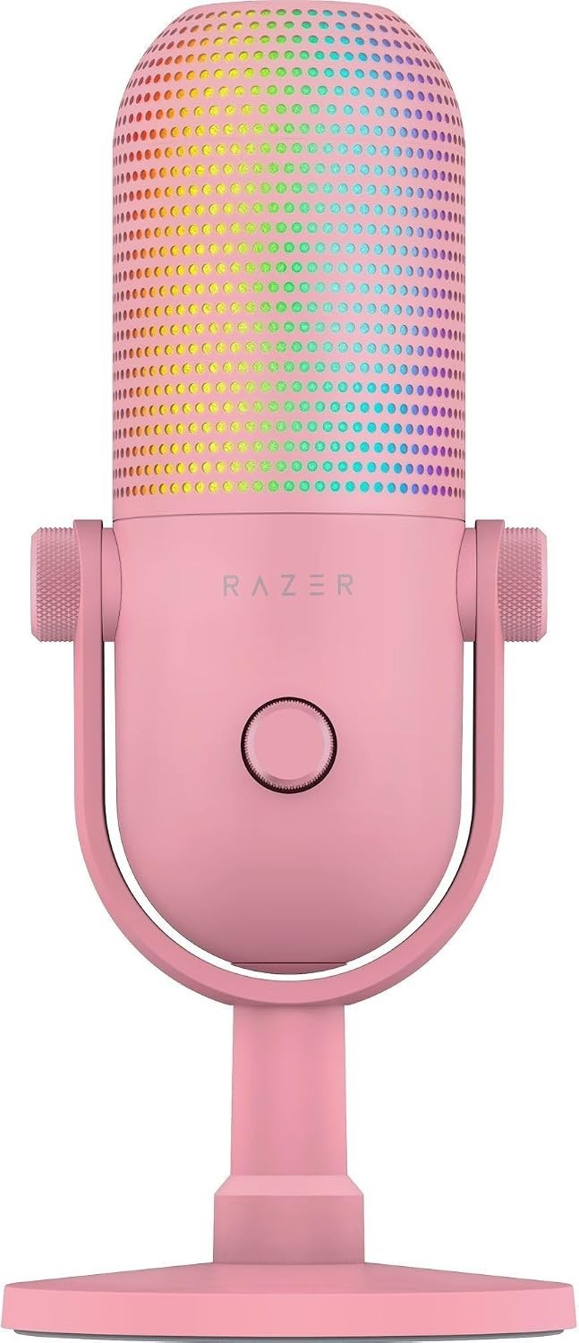 New - Razer Seiren V3 Chroma 32‐Bit DSP, USB-C Microphone for PC & Mac, Pink