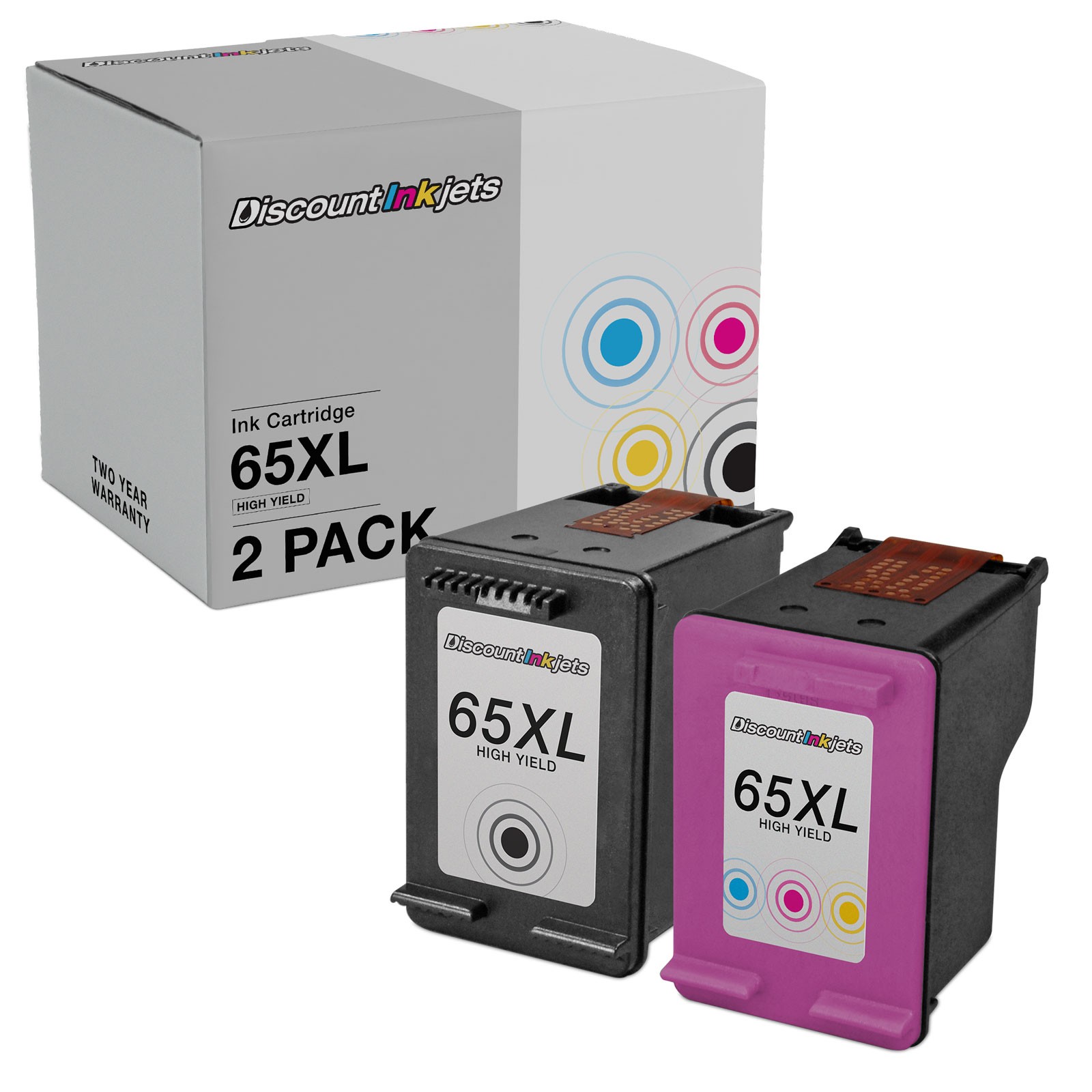 DI 2pk Replacements for 65XL HP 65 Ink Cartridges Black/Color High Yield