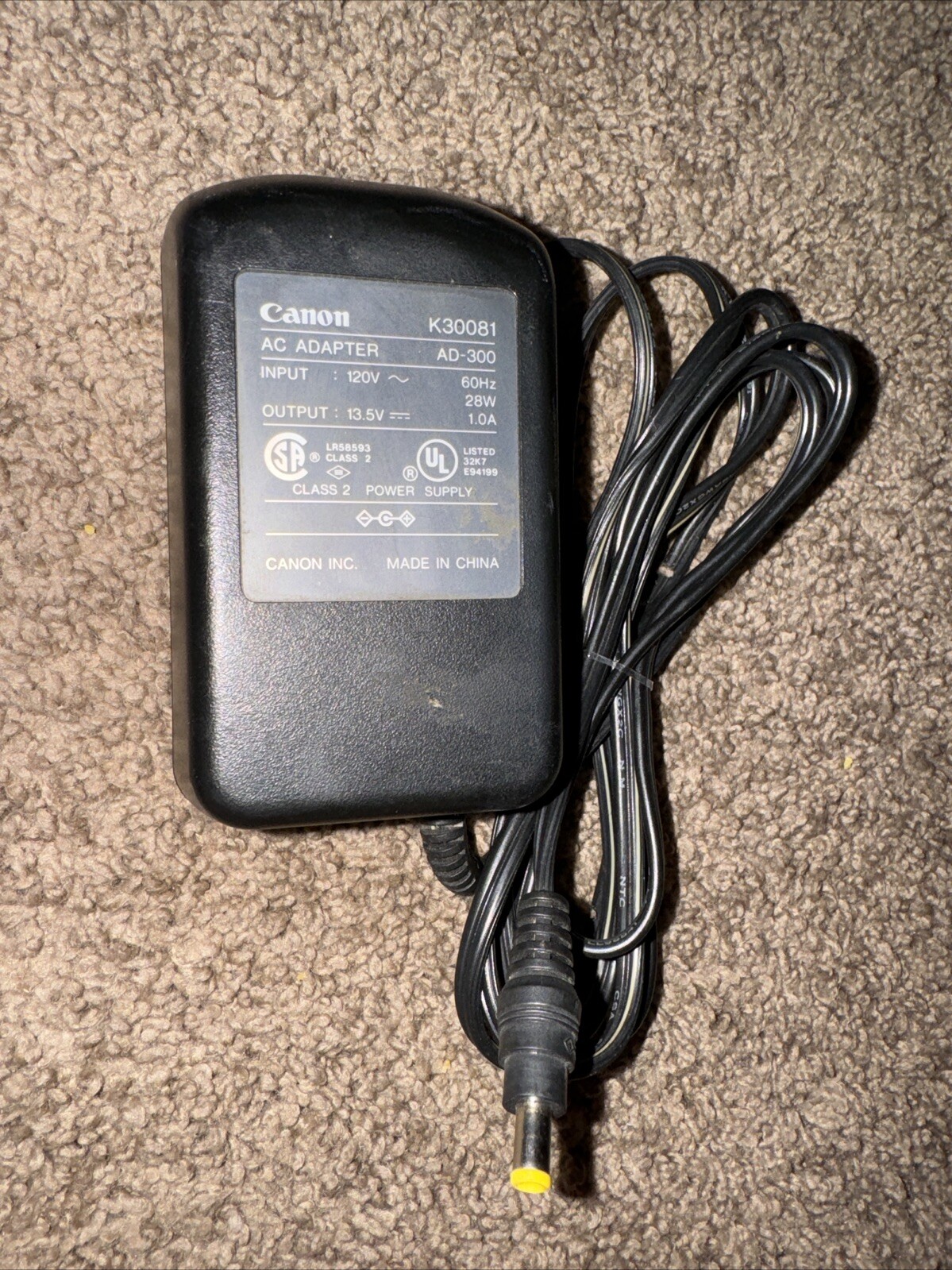 Canon K30081 AC Adapter AD-300 Input 120V Output 13.5V Printer Power Supply