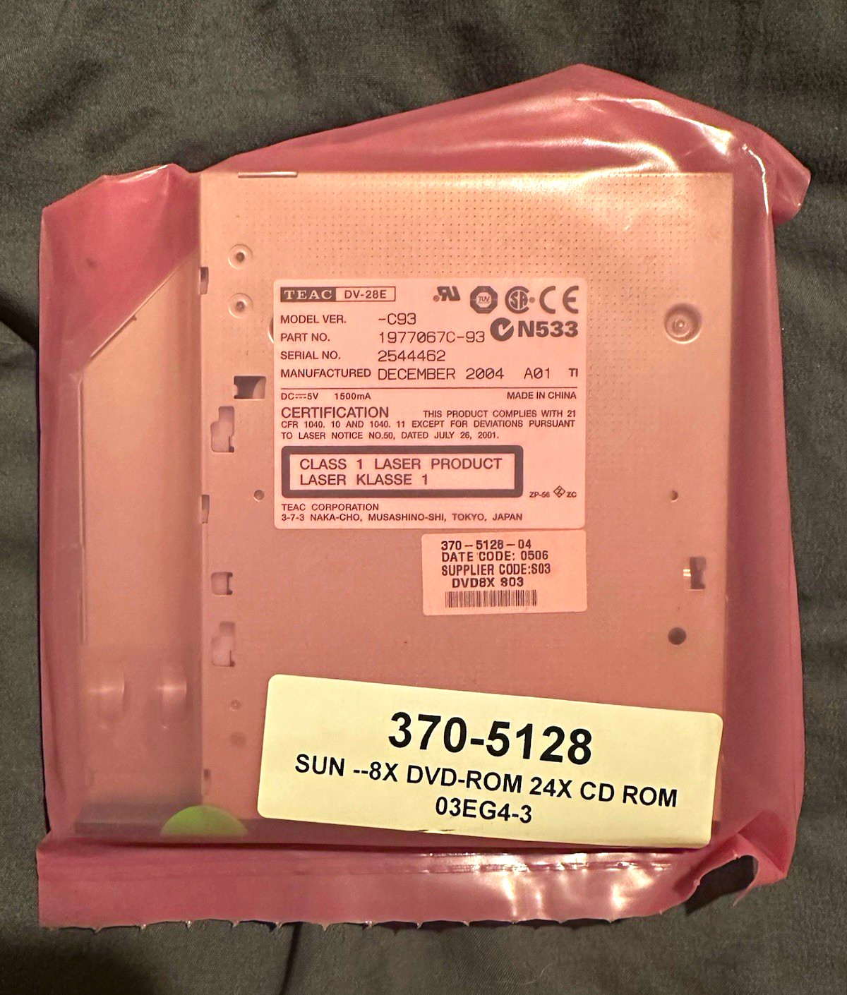 TEAC DV-28E Internal Laptop Drive DVD-ROM/CD-ROM MPN 1977067C-93