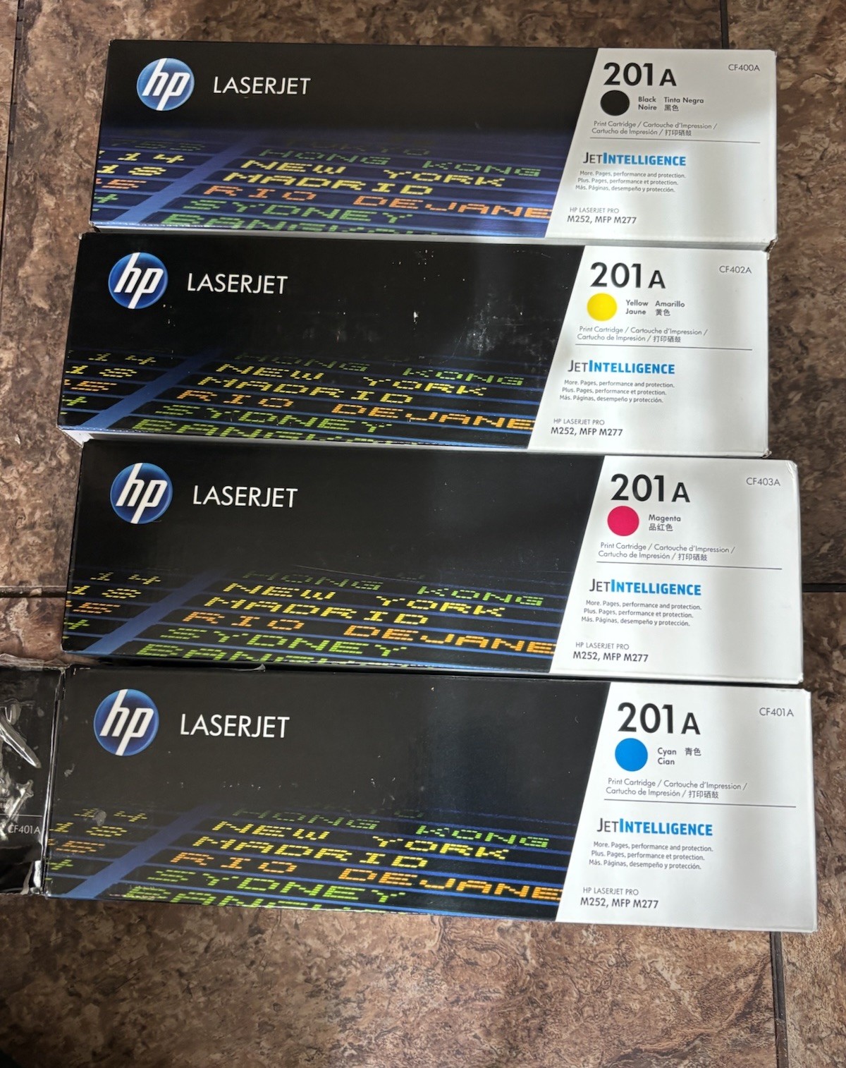 HP 201A LaserJet Toner Cartridges - Black, Cyan, Magenta, Yellow, 4 pack - NIB