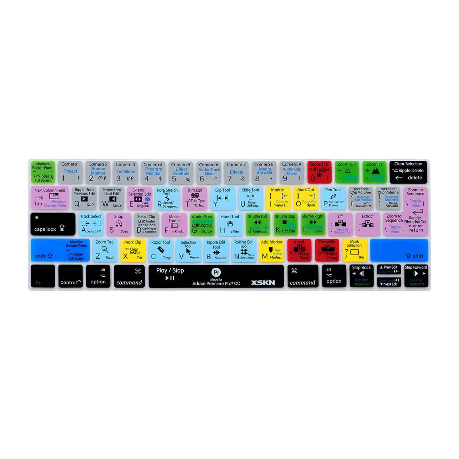 XSKN Premiere Pro Shortcuts Keyboard Cover for Macbook Pro 13.3/15.4 Touch Bar