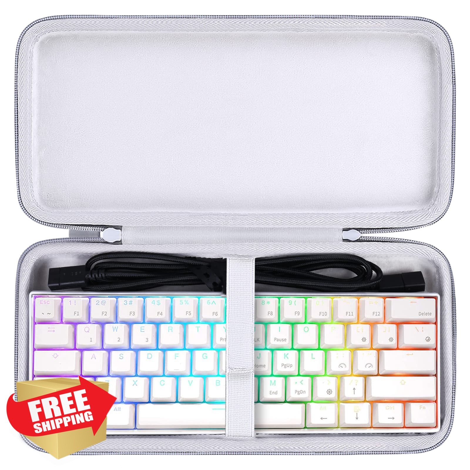 co2CREA Hard Travel Case Replacement for RK Royal KLUDGE RK61 / RK61 Pro/Newm...