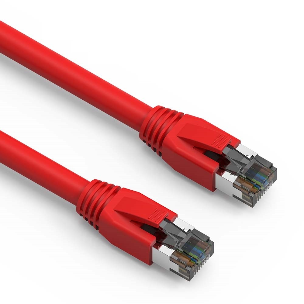 10 Pack of 25Ft CAT8 S/FTP Ethernet Network Cable Red 24AWG
