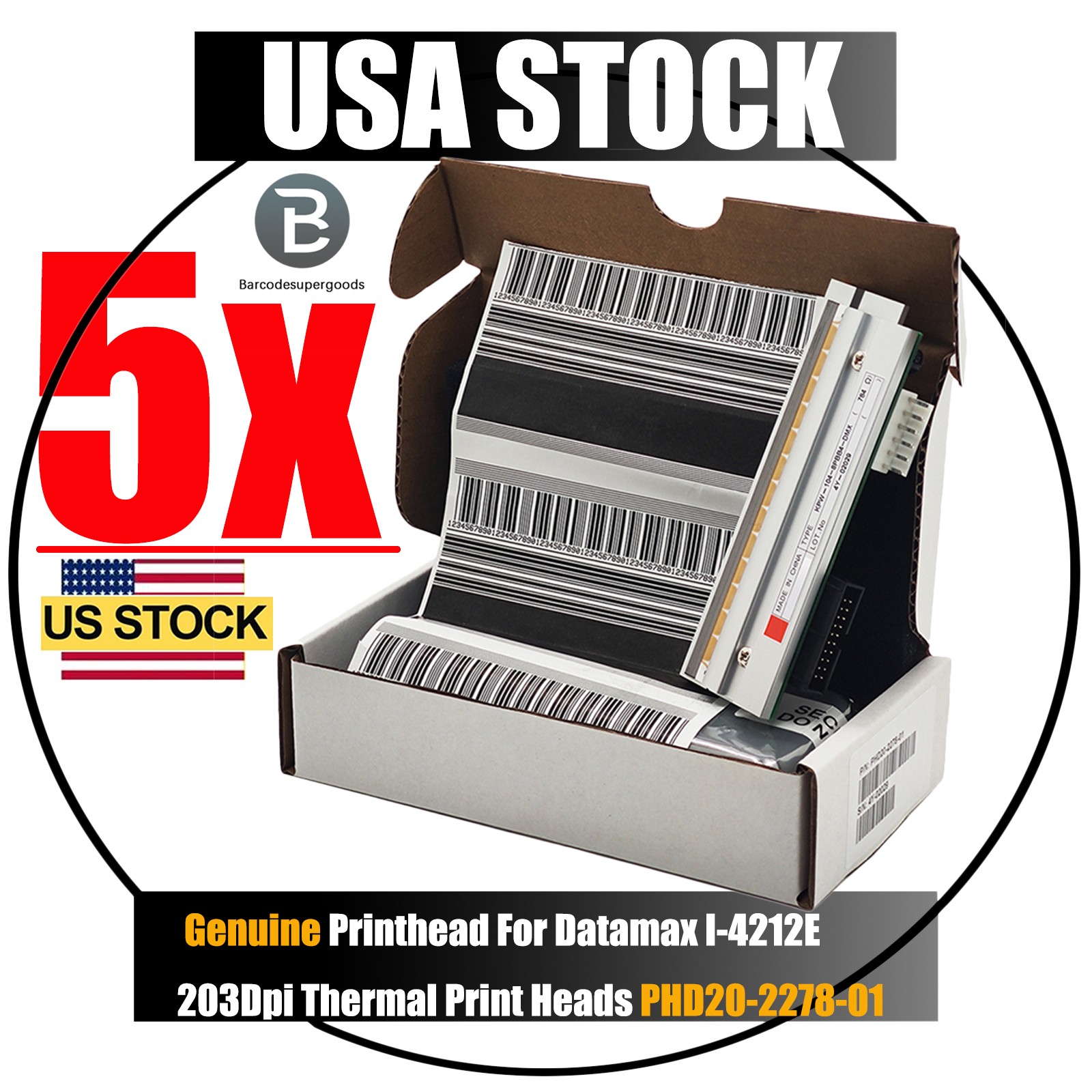 5X Genuine PHD20-2278-01 Printhead Fit For Datamax I-4212E 203Dpi Print Heads US