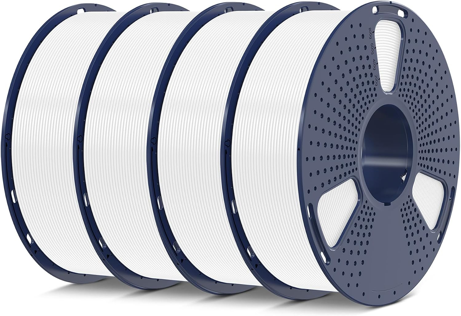 PLA 3D Printer Filament, 4-Pack (4KG), White