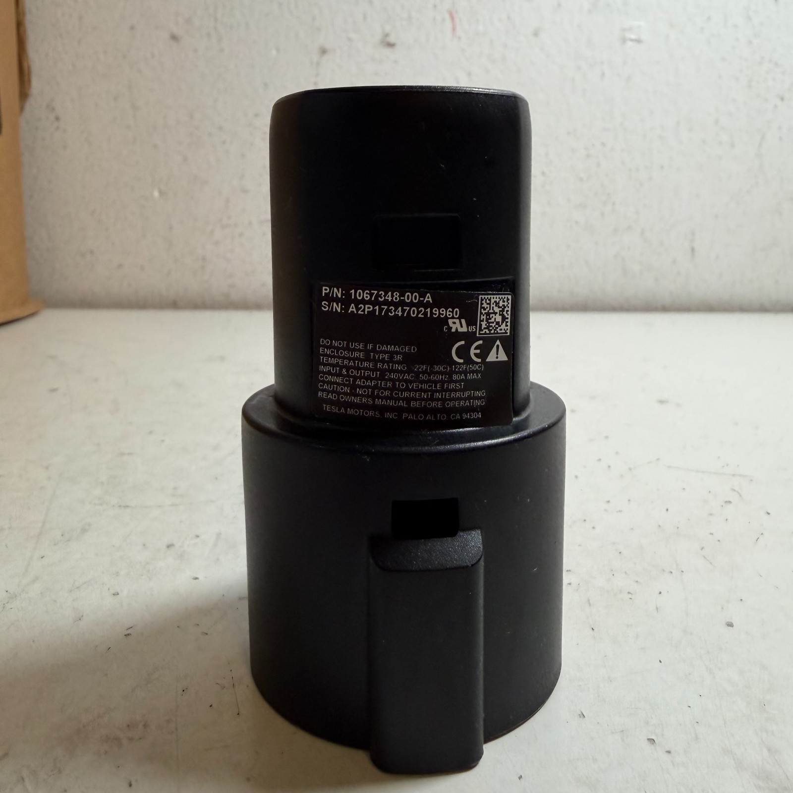 Tesla SAE J1772 Black 1067348-00-A 80A Max 240V Level 2 Charging Adapter