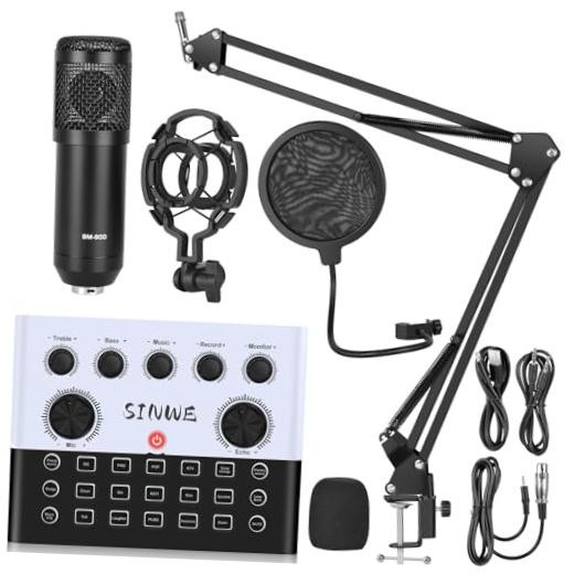 F993 All-in-One Podcast Equipment Bundle，Live Sound Card with microphone 1 MIC