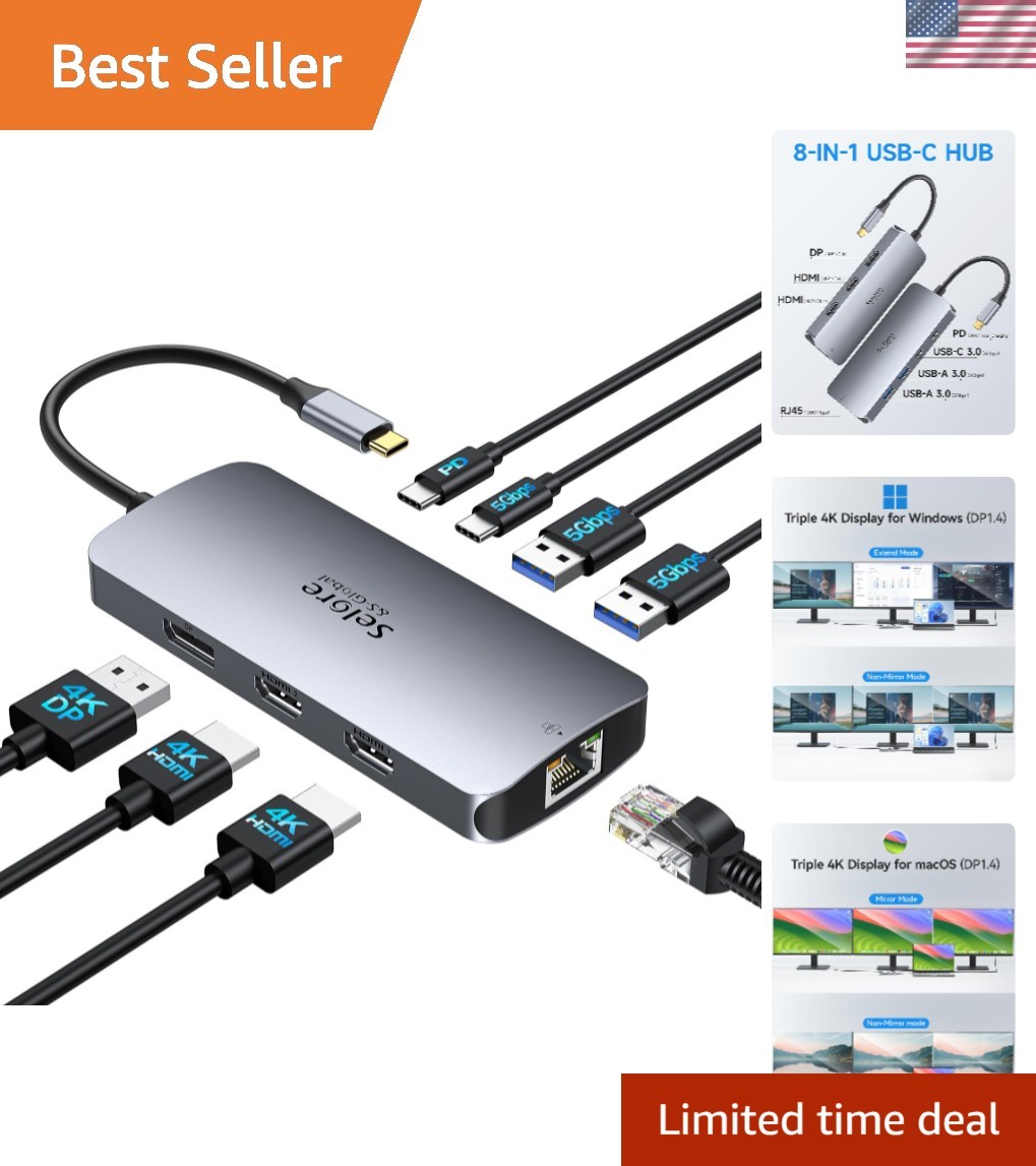 Versatile USB C Docking Station with 2 HDMI Ports for Enhanced Productivity