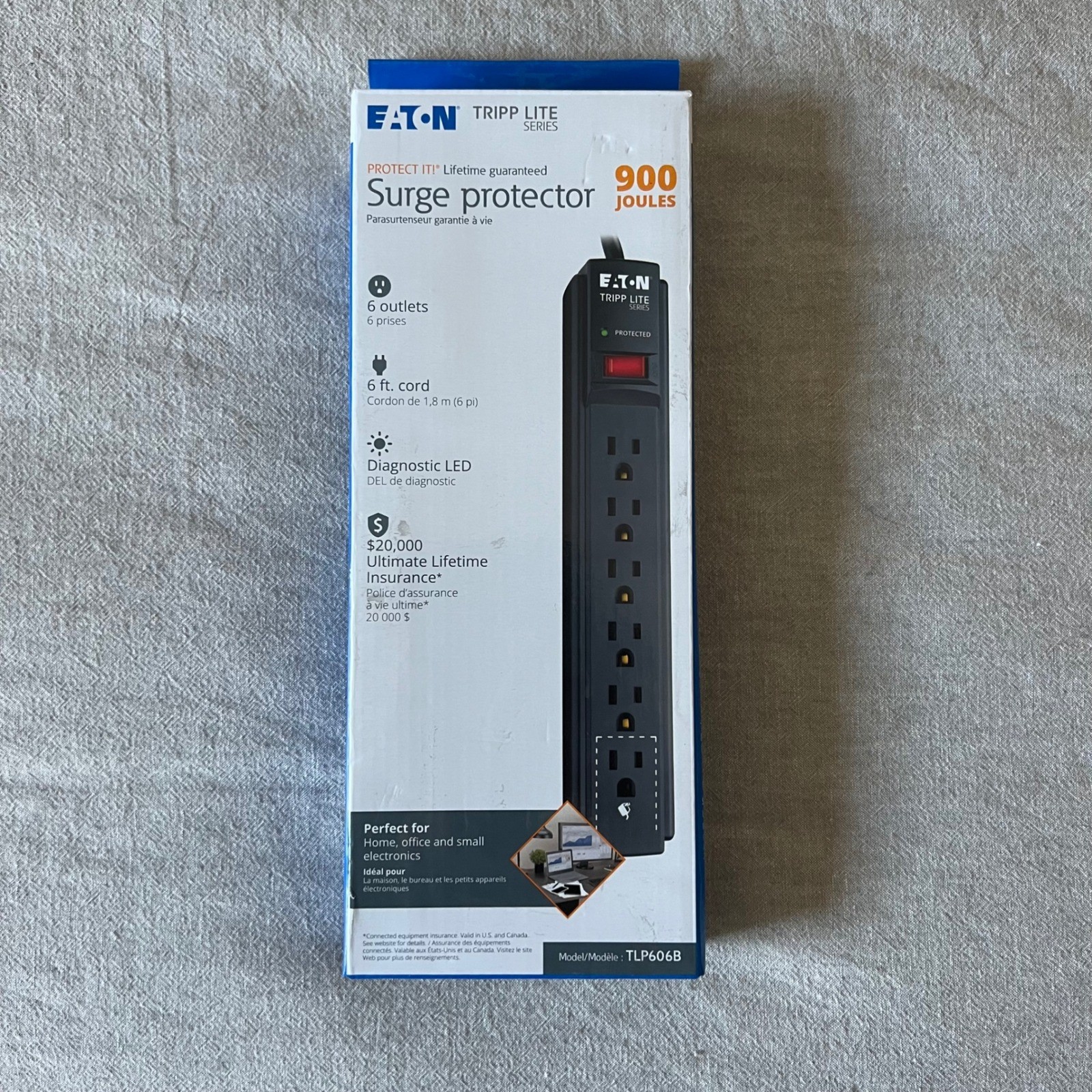 Eaton Tripp Lite TLP606B 6 Outlet Surge Protector Power Strip 6ft Cord 900 Joule