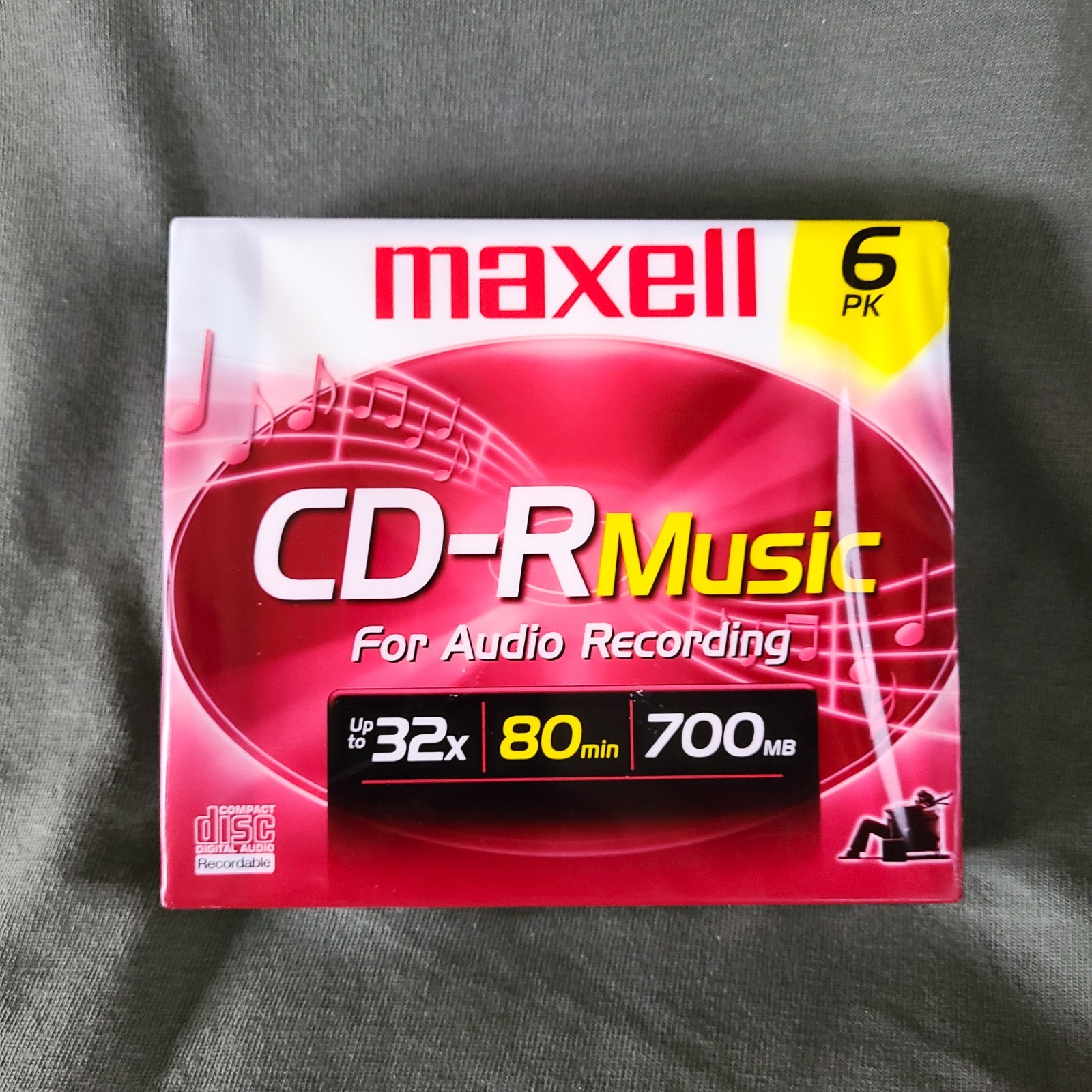 NEW MAXELL CD-R Data Music Photos 80 min 700mb SEALED 6 pack of Recordable CD's 