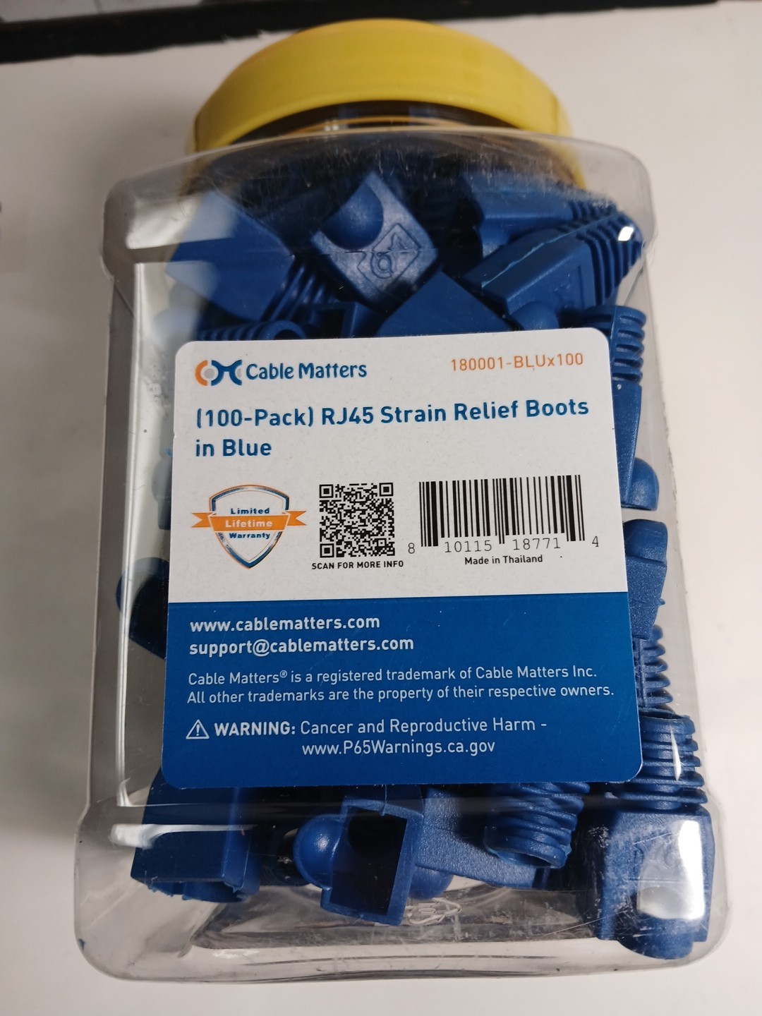 Cable Matters 100-Pack Cat6A RJ45 Strain Relief Boot