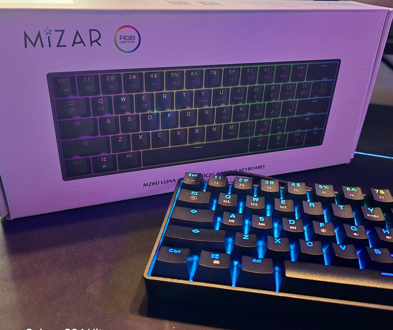 Mizar MZ60 Luna Mechanical Gaming Keyboard  | 60% Optical | RGB USB TYPE-C CABLE