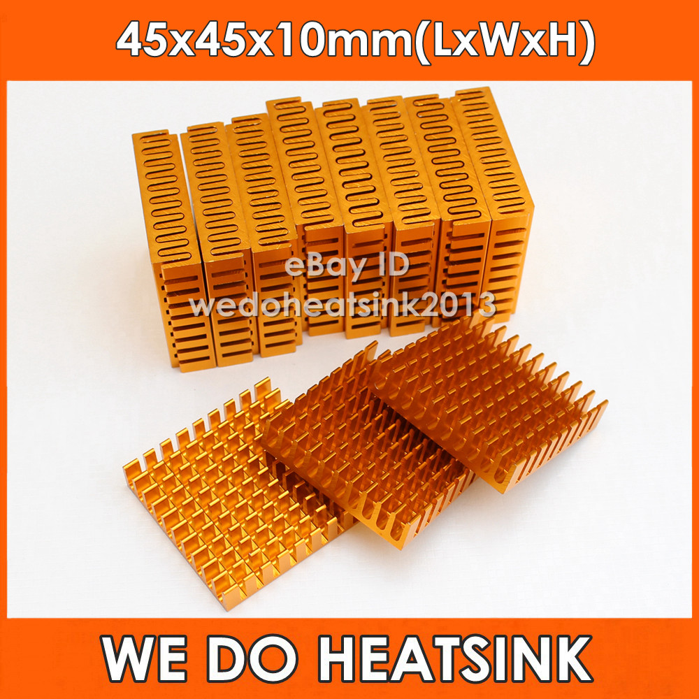 2pcs WE DO HEATSINK 45mm 45*45*10mm Aluminum IC LED Chips Gold Cooler Heatsinks