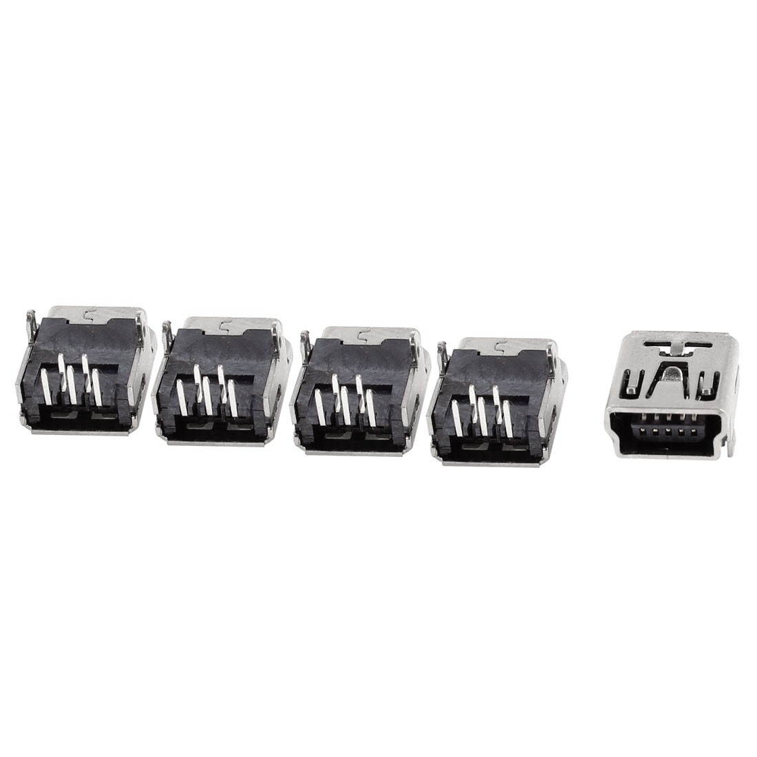 5 Pcs Right Angle PCB 5pin USB Mini B Type Female Socket Connector