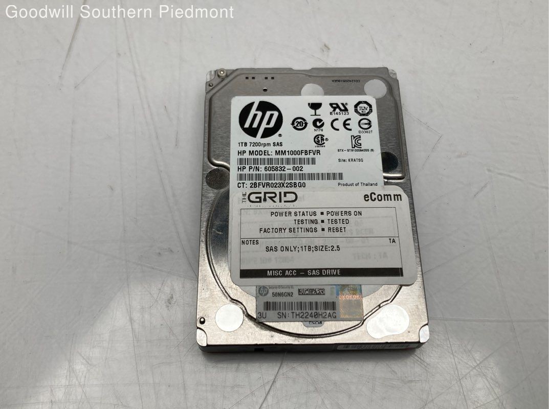 HP SAS Only 1TB Form Factor 2.5 HDD Drive - Tested