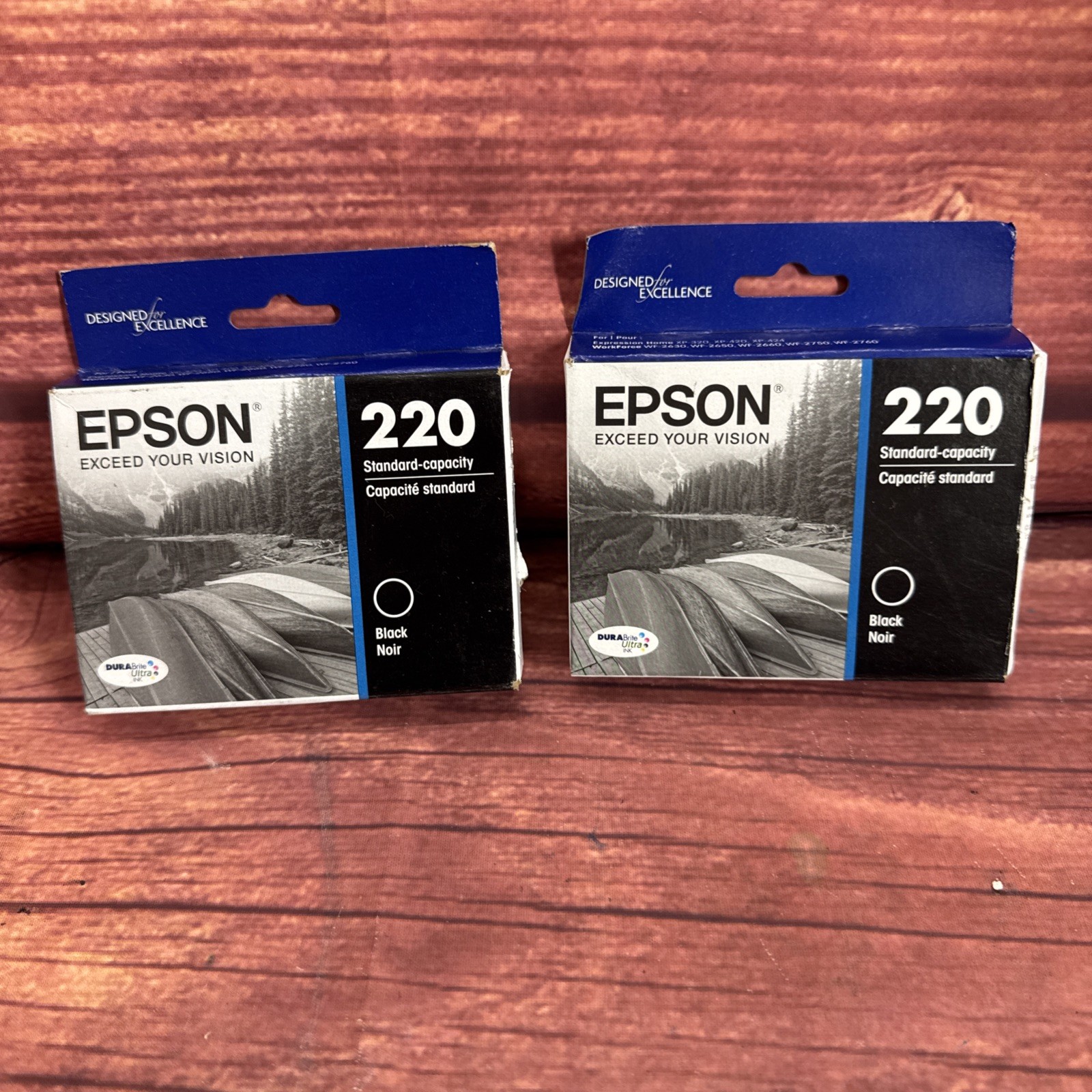 Epson 220 2 pack (T220120-S) Durabrite Ultra Black Ink Cartridge Exp. 04/2026