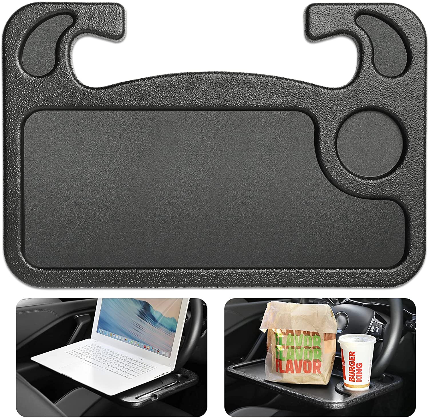 Cutequeen car Eating/Laptop Steering Wheel Desk () 16.7"x11.2"(2 in 1) Black