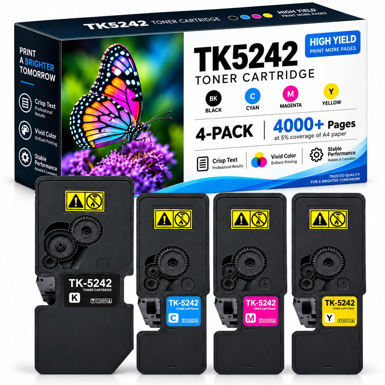 TK5242 TK-5242 Toner Cartridge Compatible for ECOSYS  P5026cdn P5026cdw 4-Pack 