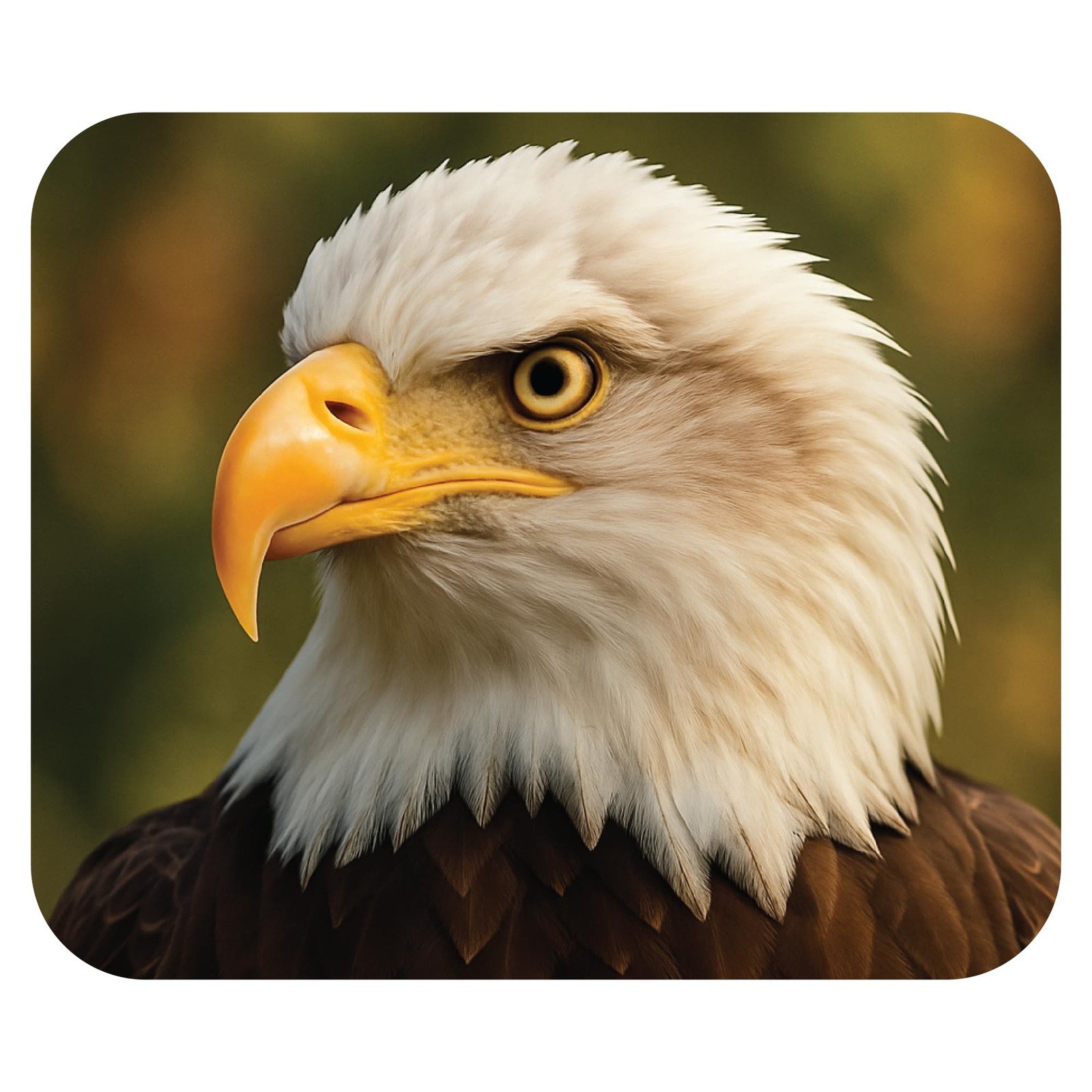 Bald Eagle Head Wild Animal Wildlife Theme Mouse Pad 9L x 8W inches, Black 