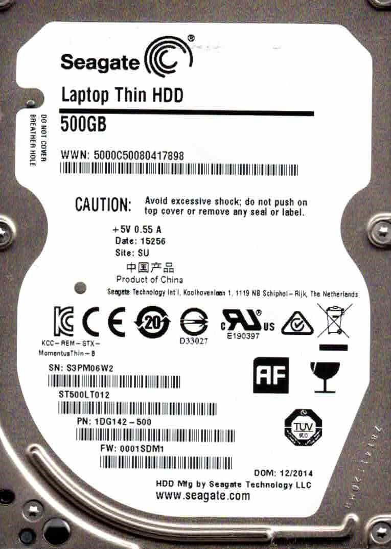 ST500LT012,   1DG142-500,  0001SDM1,  SU  S3PM  SEAGATE SATA 500GB