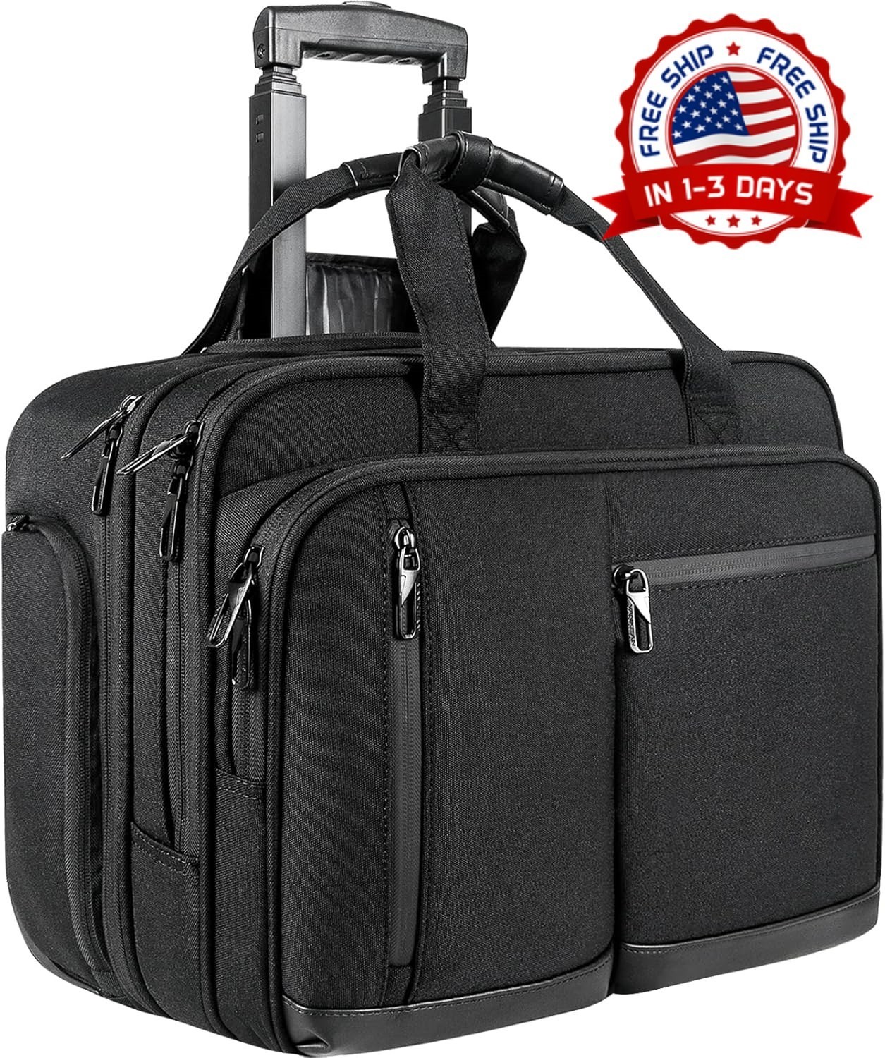 Maletin Con Ruedas Para Laptop 17.3 Pulgadas Viaje Negocios Hombre Mujer Negro