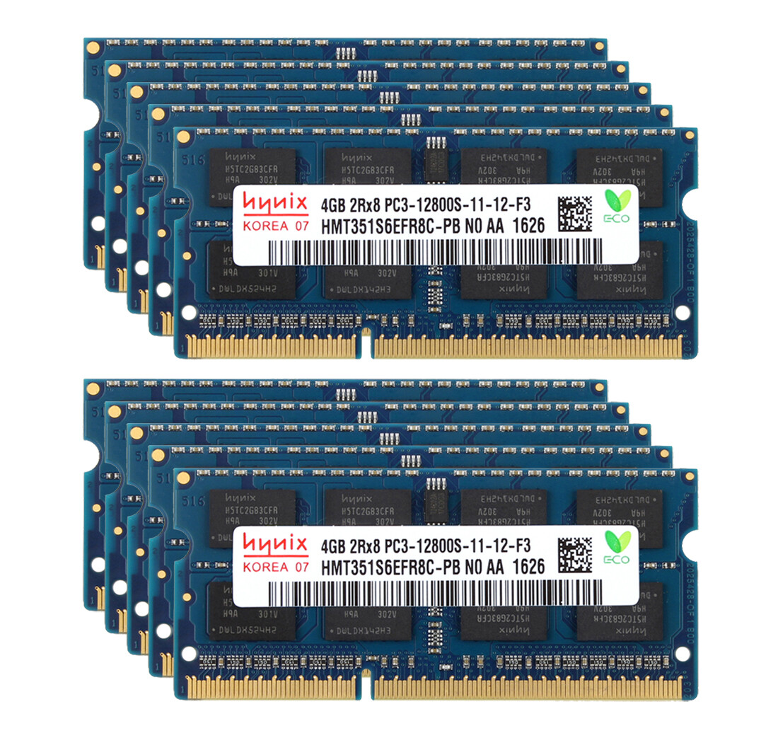 LOT 40GB Hynix 10Pcs X4GB 2Rx8 PC3-12800S DDR3 1600MHz SODIMM RAM Laptop Memory