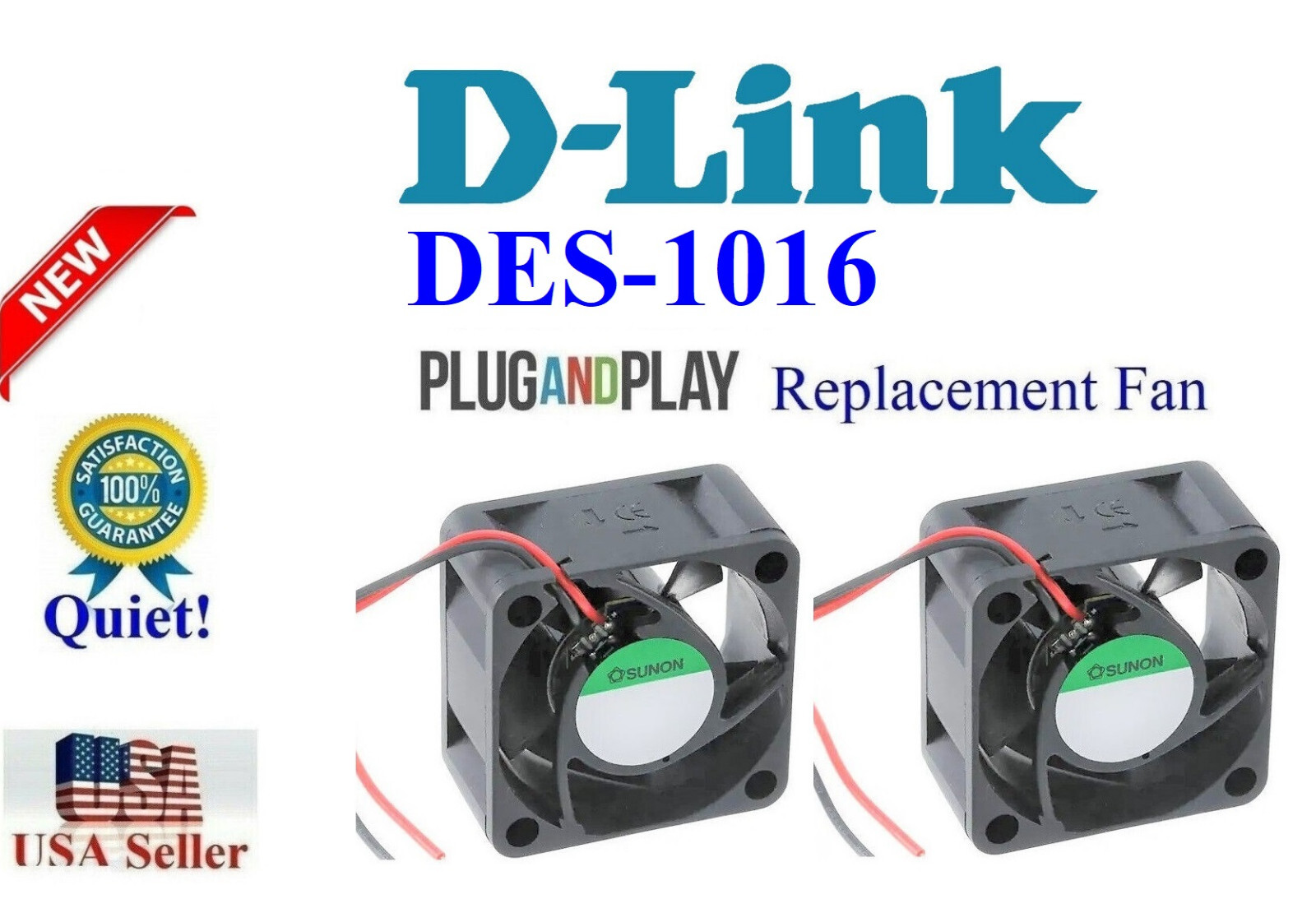 Quiet Version D-Link DES-1016 Fan Kit, 2x Sunon 12~18dBA Noise Best HomeNetwork