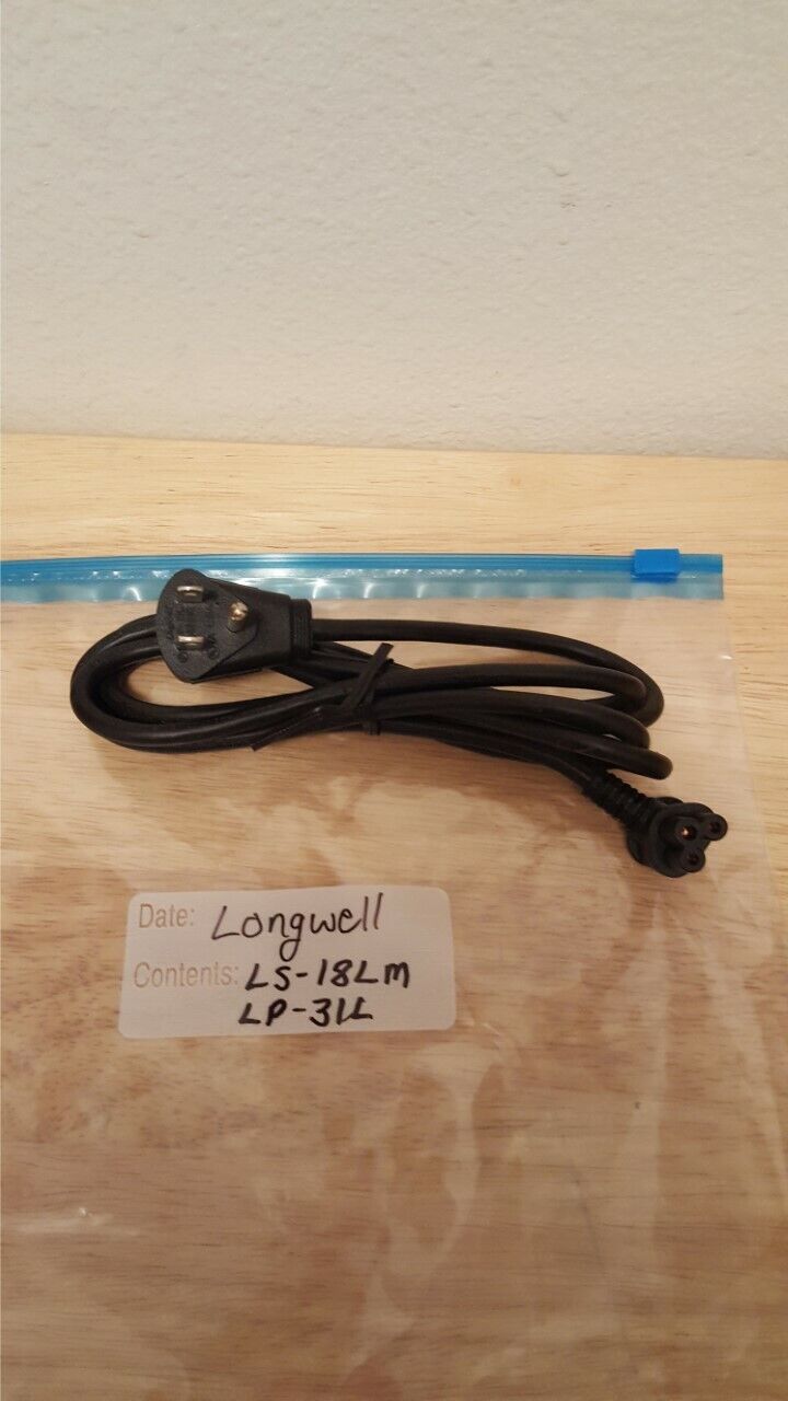 Longwell LS-18LM LP-31L // E55349 2.5A 125V  BLACK 3 Prong Power Cord