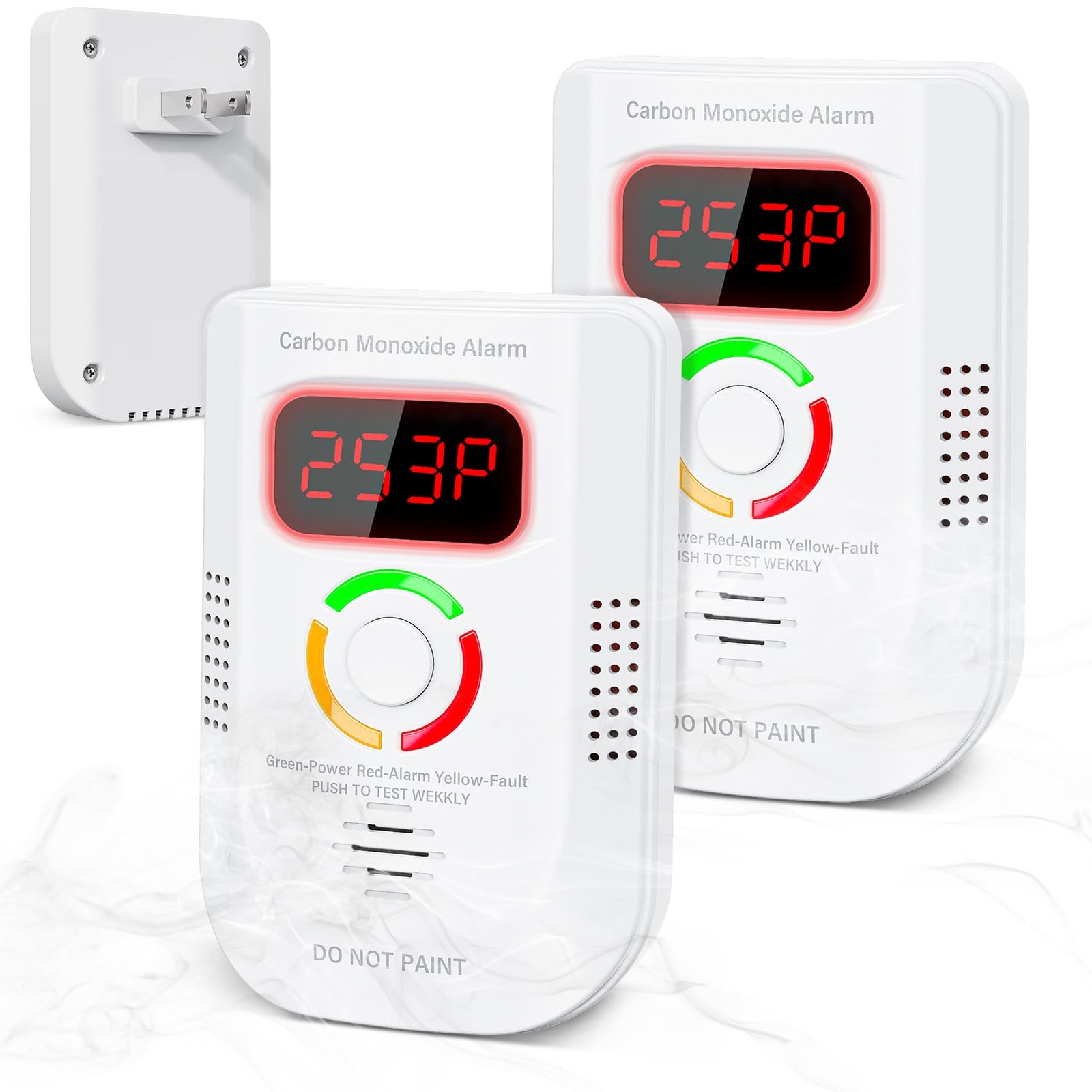 2-Pack Plug-in Carbon Monoxide Detector w/ Digital Display, LED, Alarm, Portable