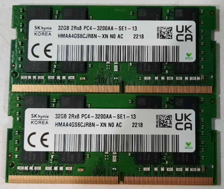 64GB (2x32GB) DDR4 3200MHz Sk Hynix RAM 2Rx8 PC4-3200AA HMAA4GS6CJR8N-XN