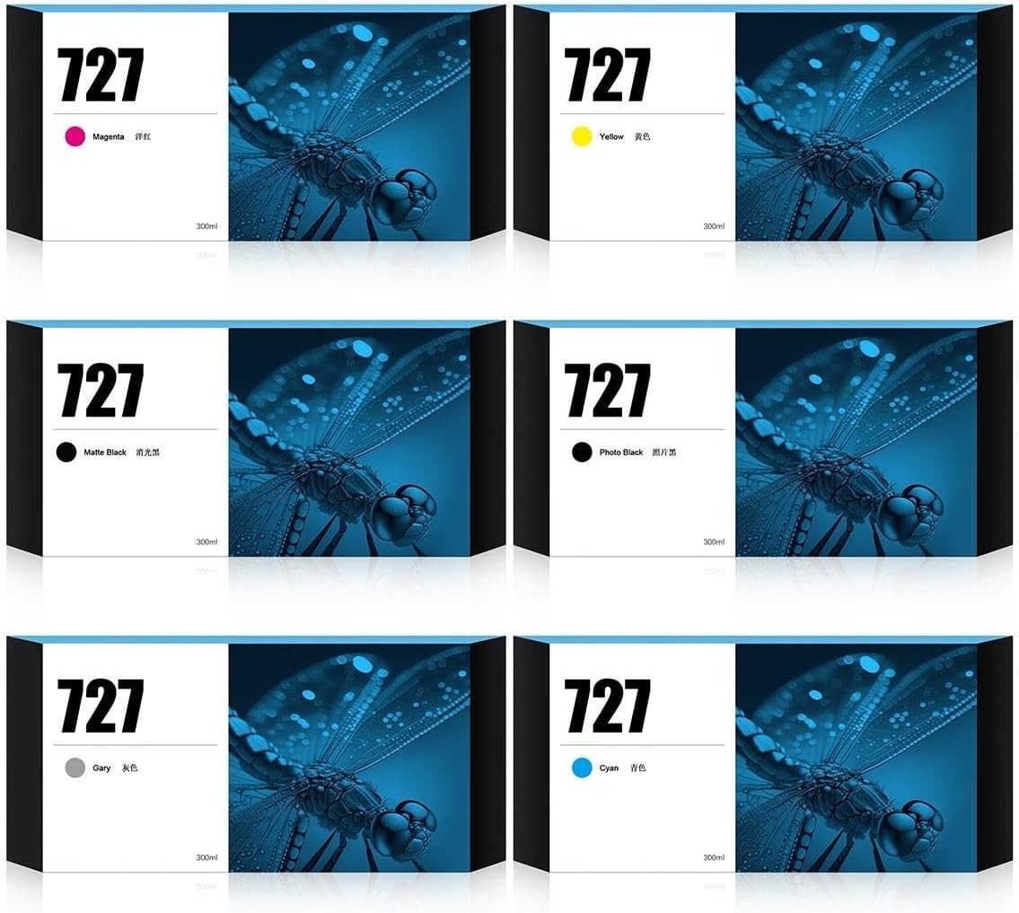 Compatible w/ HP 727 Cartridges 6Pk DesignJet T2530 T1530 T920 T930 T1500 T2500