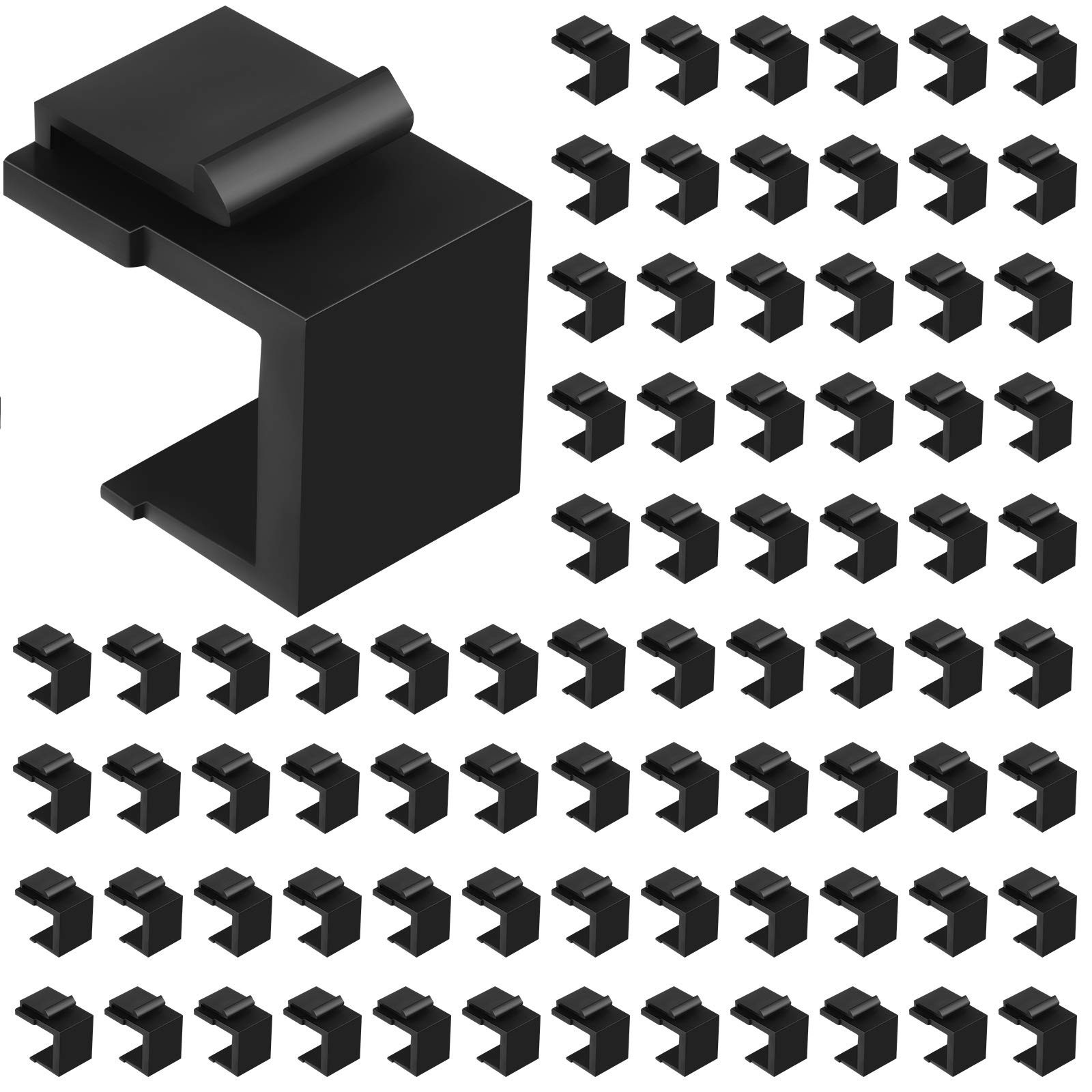 Weewooday 80 Pcs Blank Keystone Jack Inserts for Wallplate Black