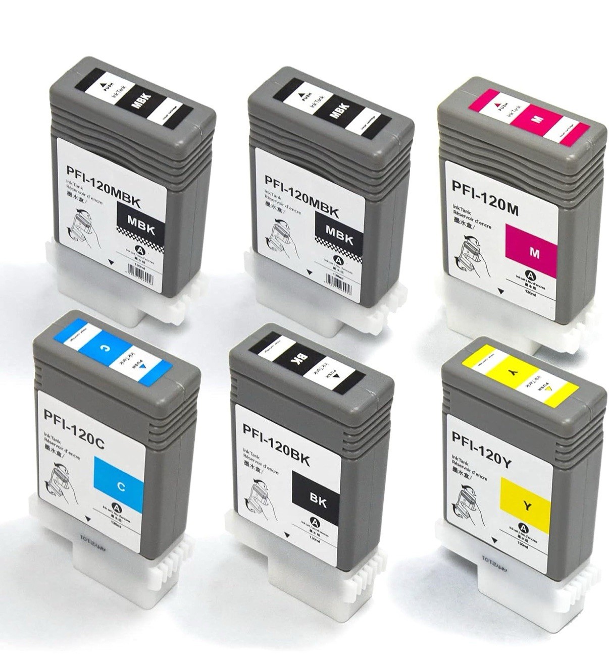 6-Pack 130ML PFI120 Compatible with Canon PFI120 Cartridge Pigment
