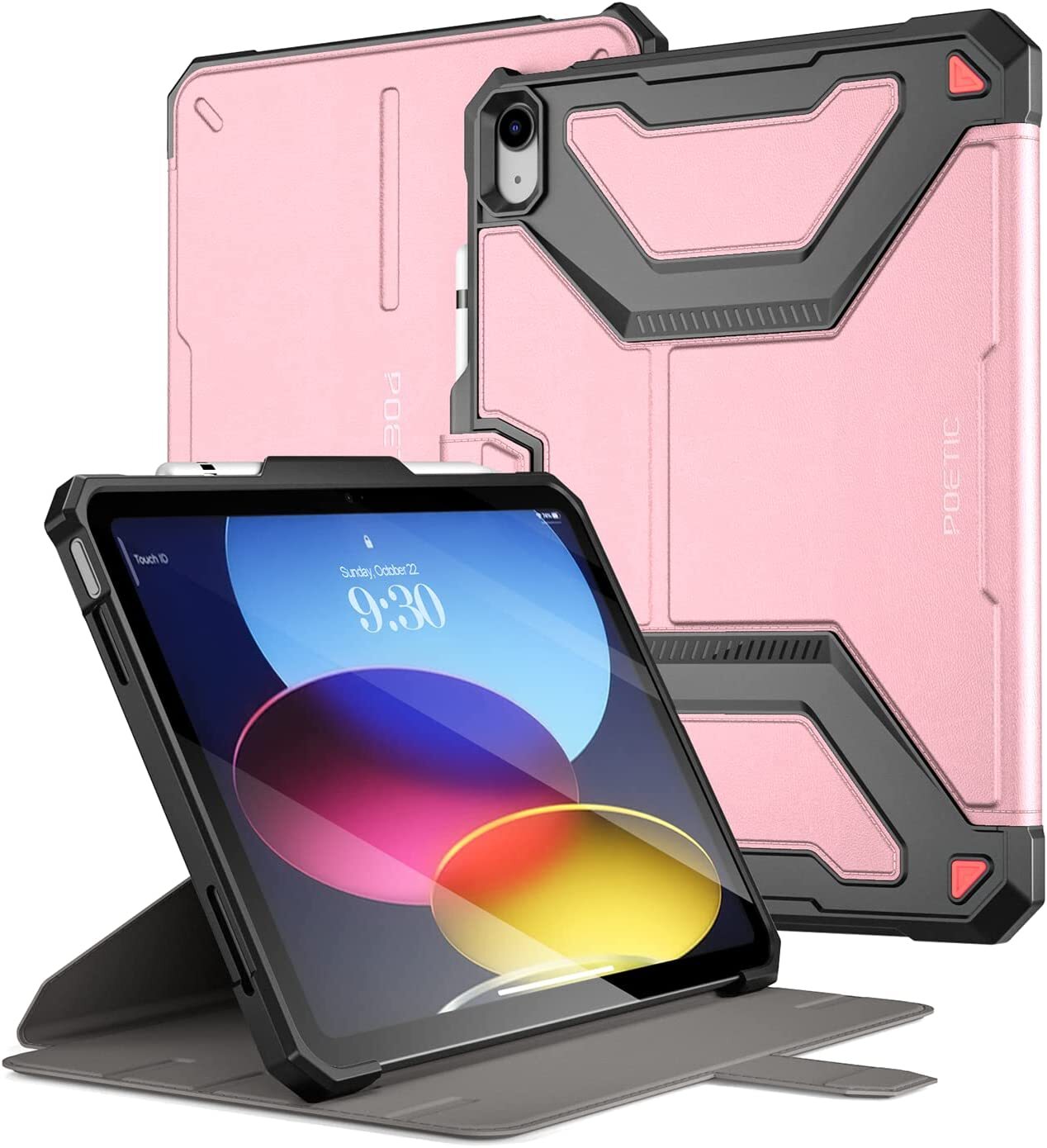 Poetic For iPad 10.9 2022 Case Stand Folio Cover with Pencil Holder Cover Pink