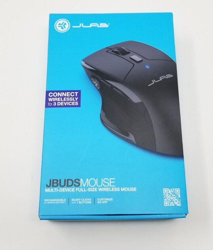 New JLab JBuds Full Size Wireless Bluetooth Optical Mouse Black Multi-Device