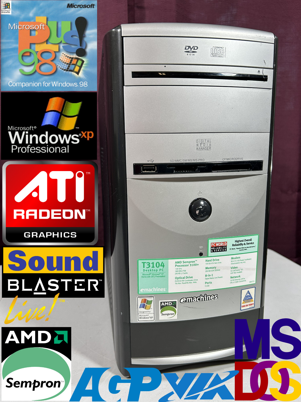 RESTORED DUAL BOOT Windows 98 SE Plus & XP Pro Vintage Retro Classic Gaming PC