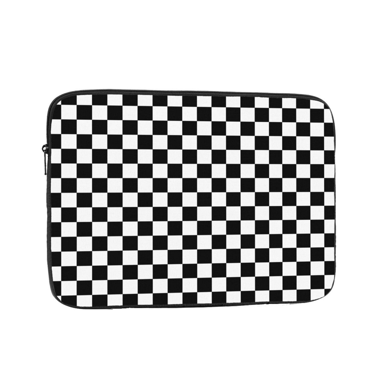 Black White Checkered Laptop Sleeve 15 inch, Slim Laptop Bag Case with Zipper...