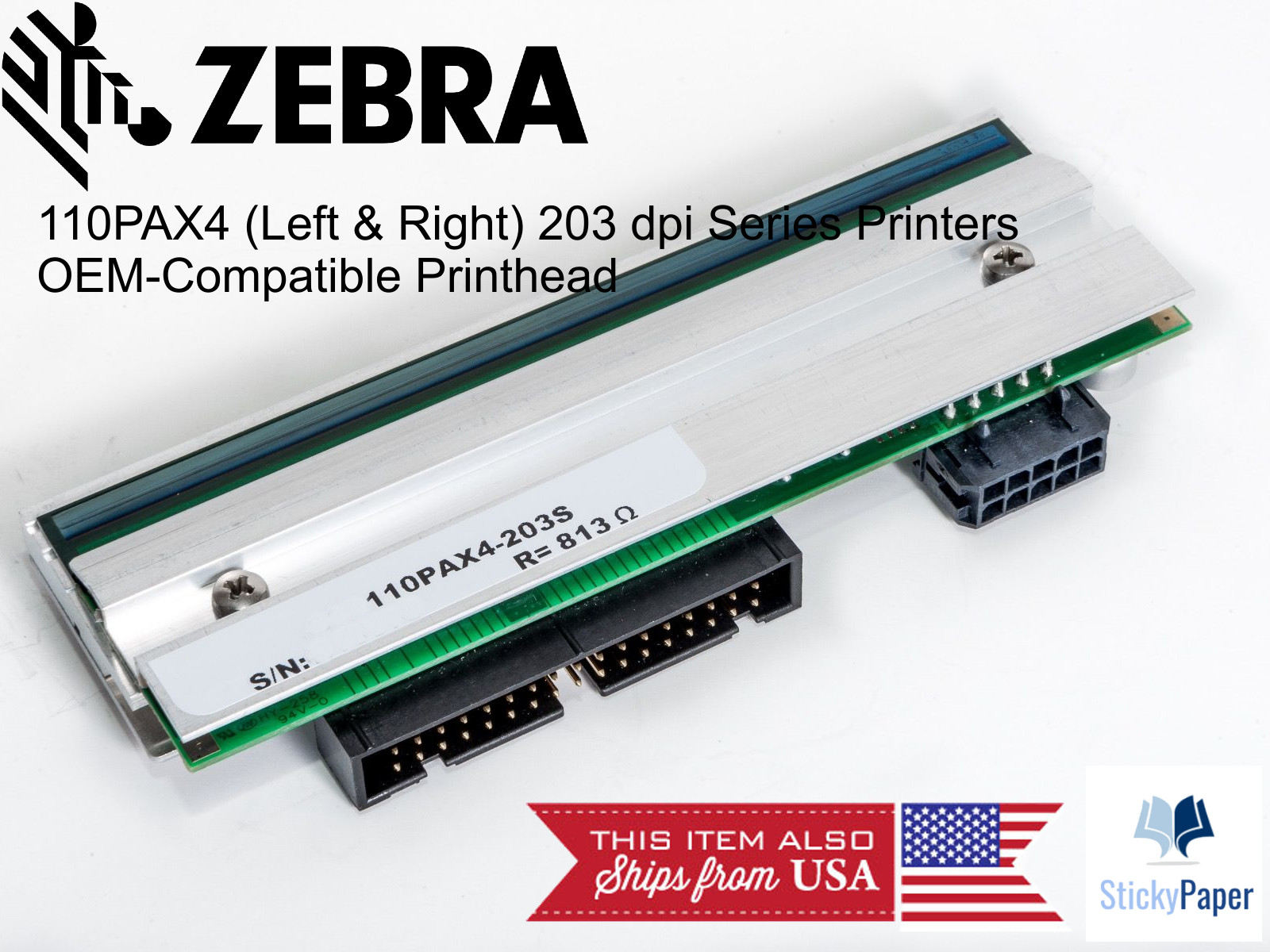 Zebra 110PAX4 (Left and Right) 203 dpi Printhead (G57202M) USA Stocked