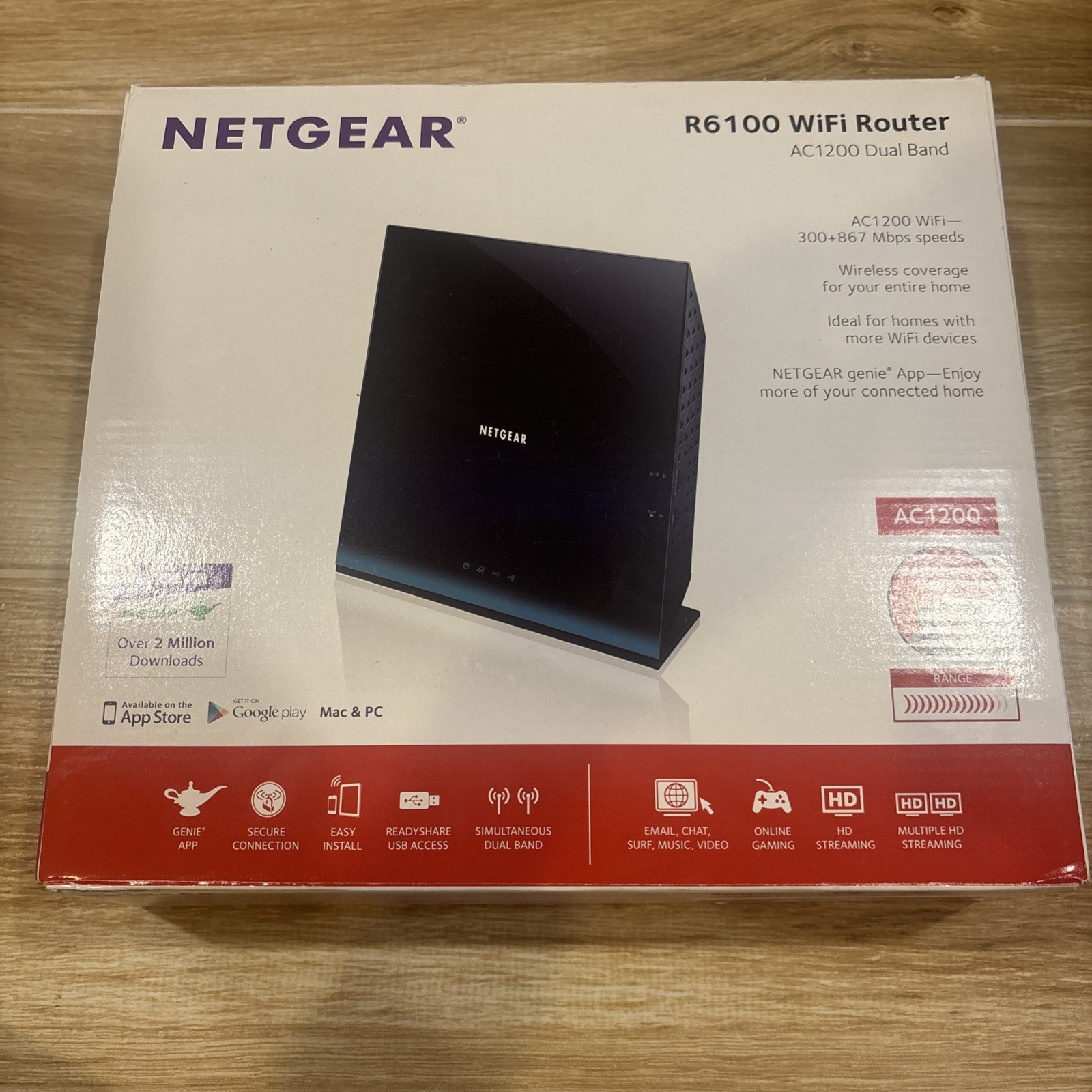 Netgear  R6100-100NAS AC1200 Dual-band Wi-Fi Wireless Router WiFi