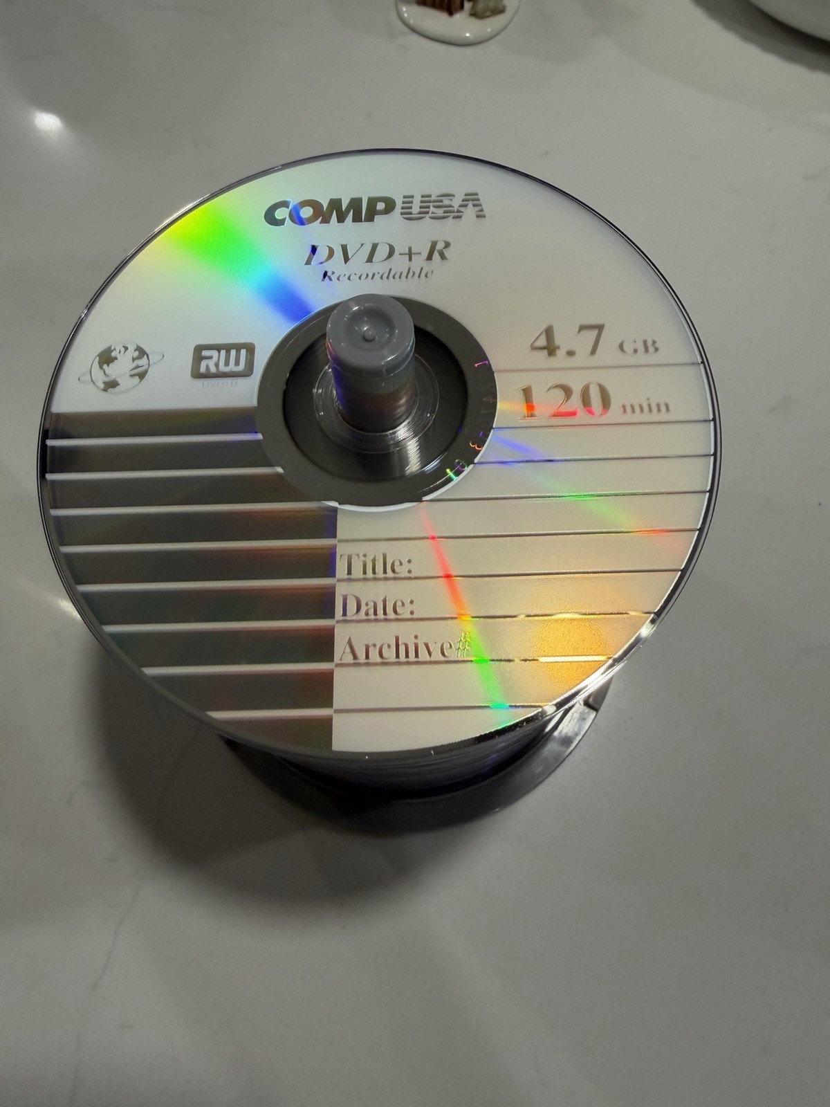 CompUSA DVD+R  Plus R 16x 4.7GB 120 Minutes Recordable Discs DVDs 90 Count