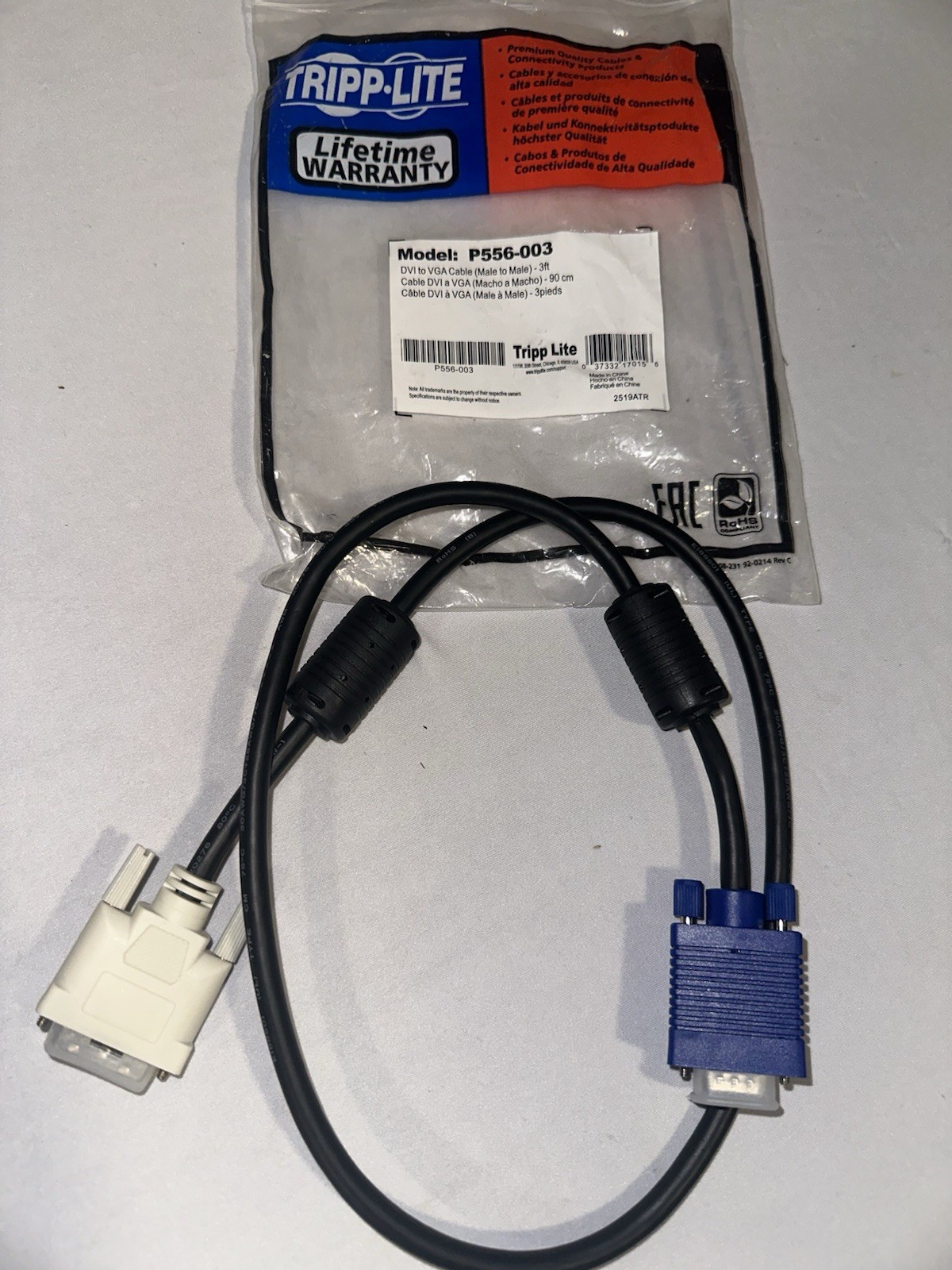 Tripp Lite DVI toVGA Monitor Cable, High Resolution cable & RGB Coax (DVI-     A