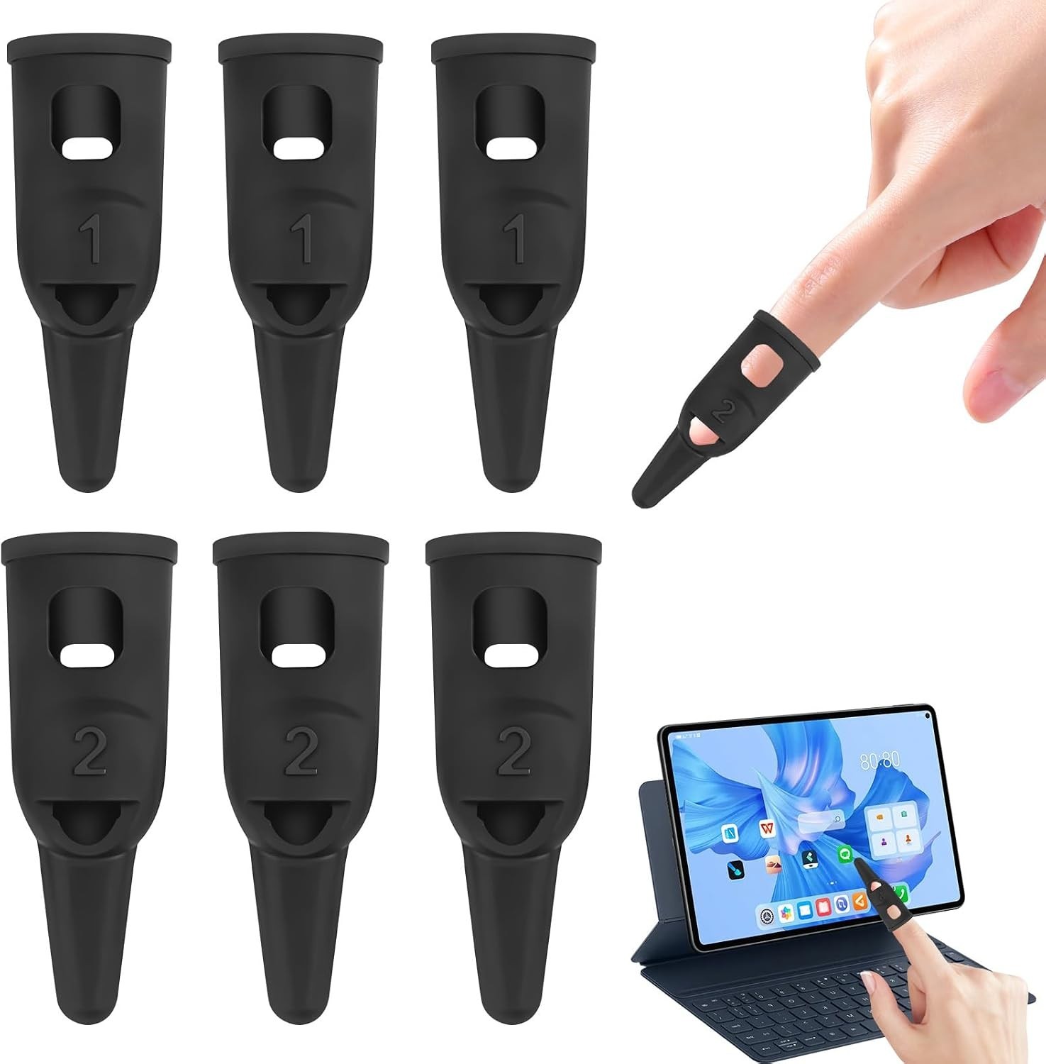 6Pcs Finger Stylus Pen for Touchscreen High Precision Sensitivity Silicone, C...