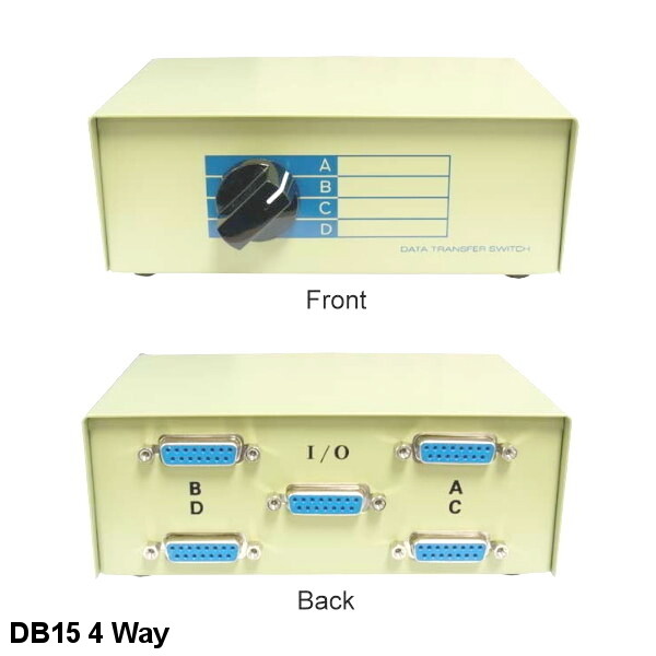 KNTK DB15 4 Way Data Transfer Switch Box Rotary Type for PC MAC Display Joystick