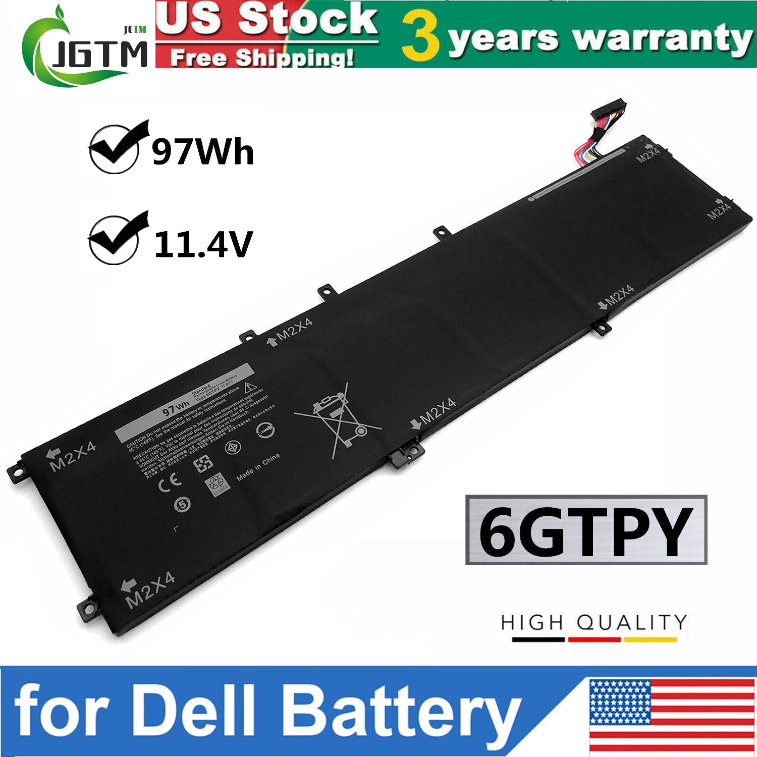 6GTPY Laptop Battery For Dell XPS 15 7590 9570 9560 9550 Precsion 5510 5530 5520