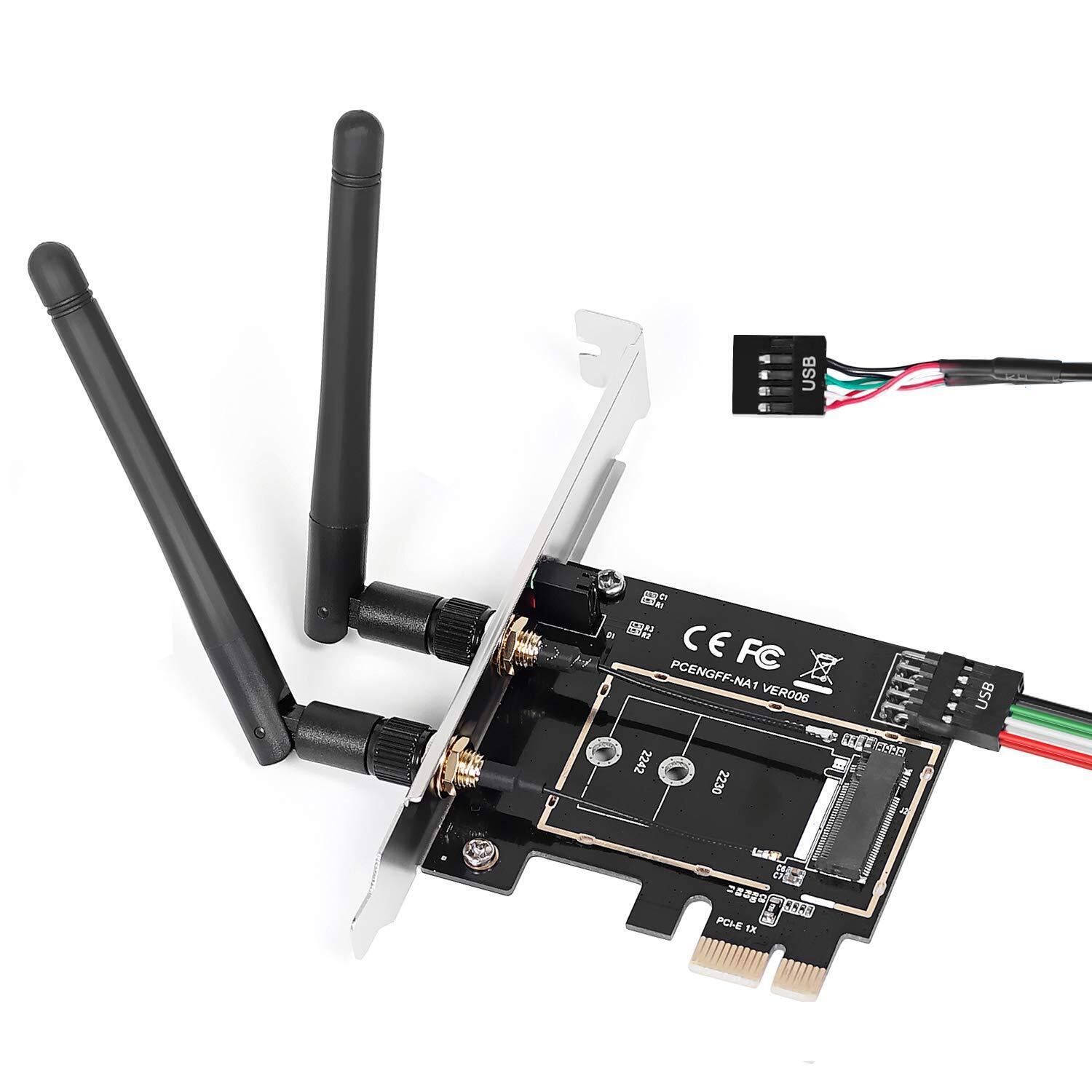 Wireless Network Card Adapter M.2 NGFF to PCI-E 1X WiFi Network Card Converte...