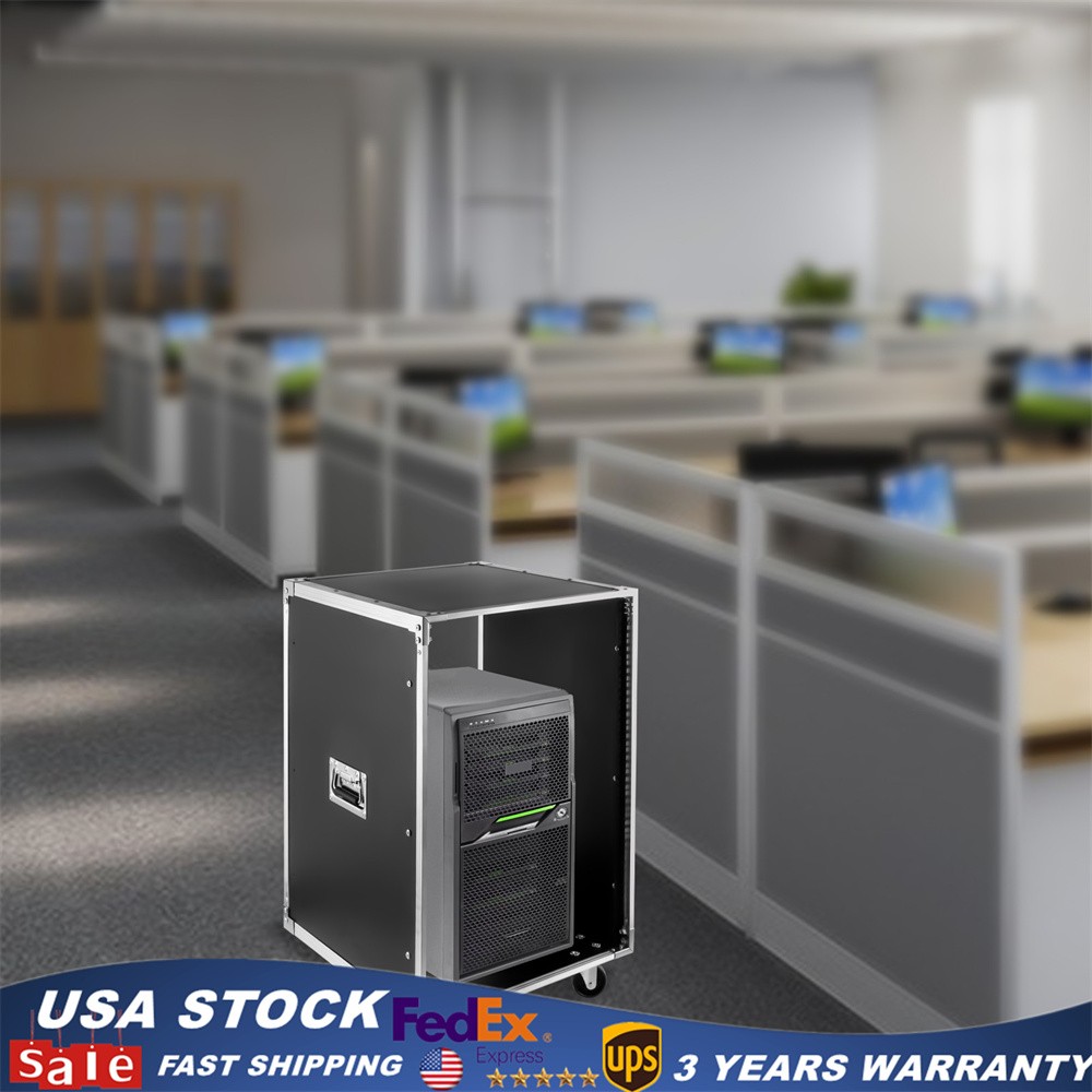 16U Server Rack Open Frame Rolling Network Data Rack 19 inch With Casters 4 Post