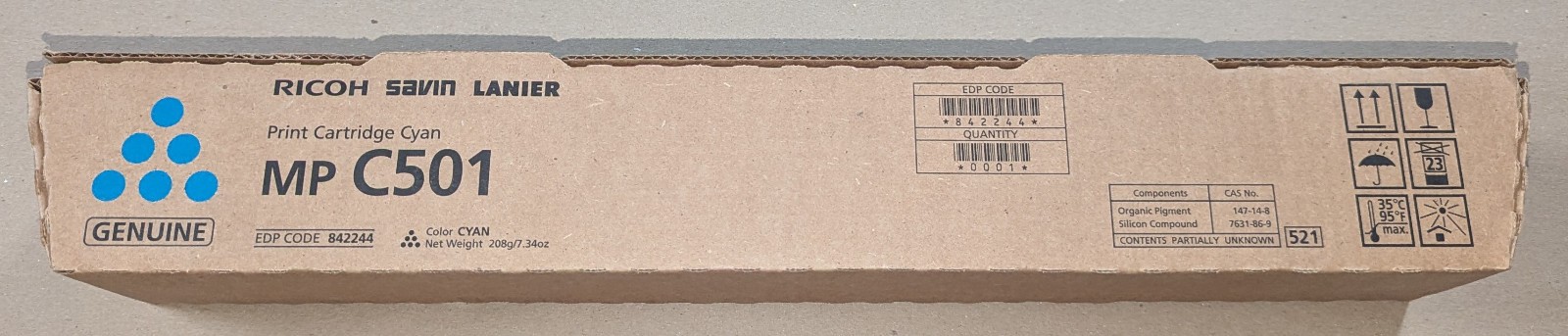 Genuine Ricoh MP C501 842244 Cyan Toner Cartridge Ricoh/Savin/Lanier MP C501SP